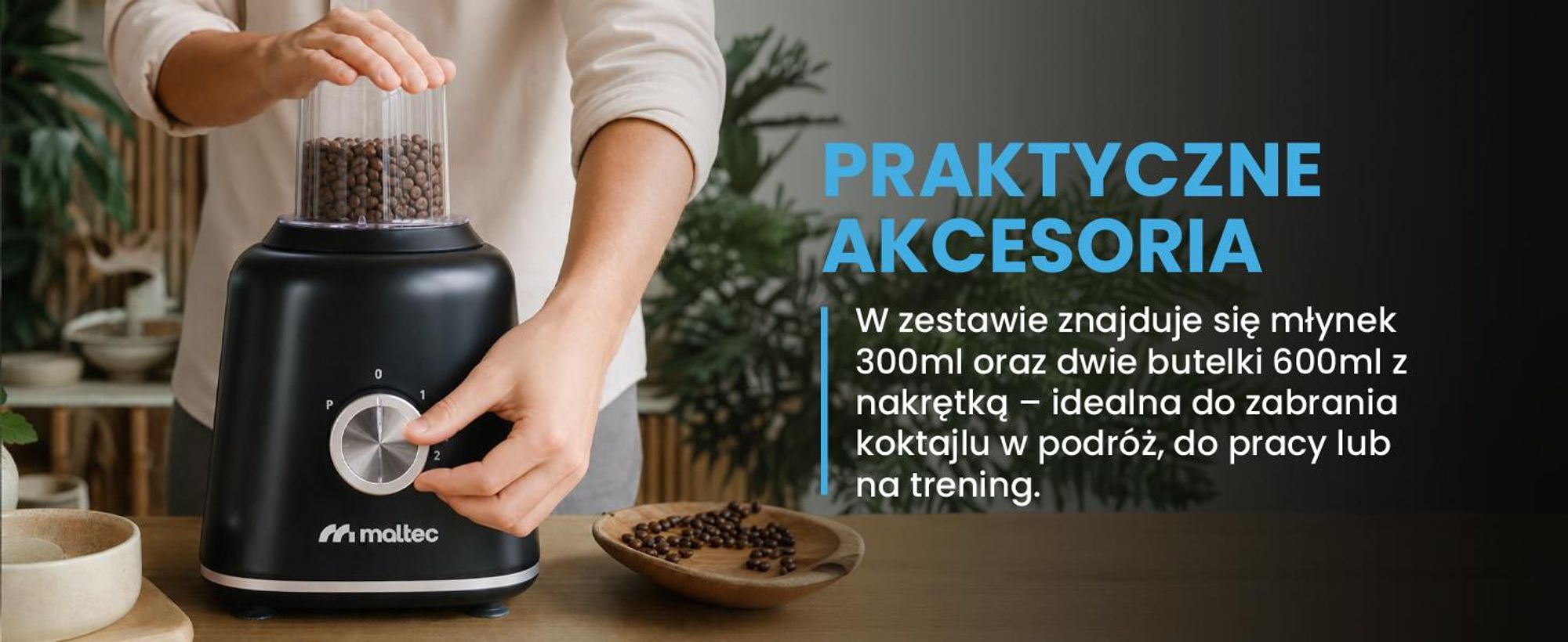 MalTec Blender Kielichowy BL1800W + akcesoria
