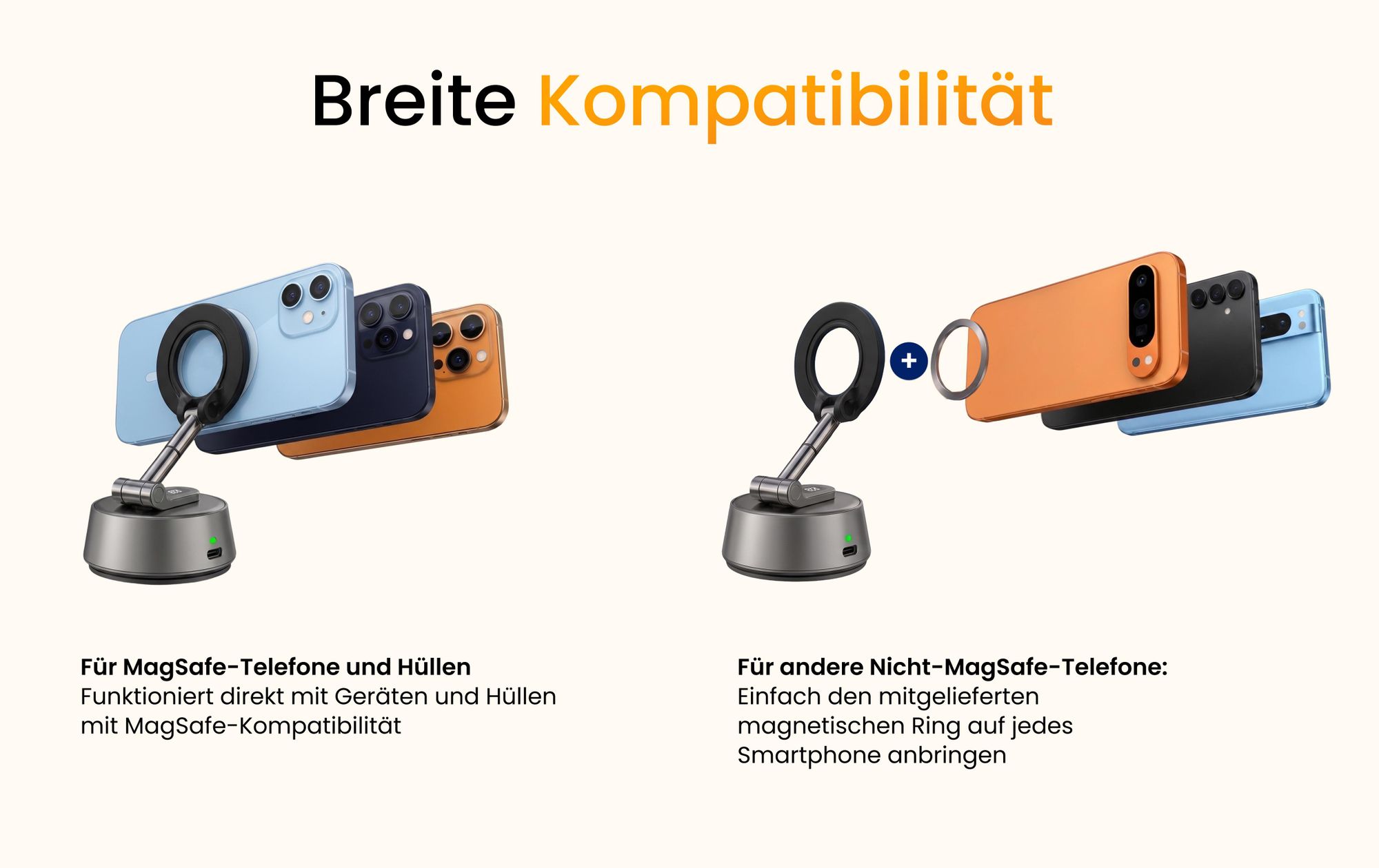 R2B Autohandyhalterung mit elektrischem Vakuum-Saugnapf, magnetisch und klappbar, für Armaturenbrett und Scheibe, kompatibel mit MagSafe