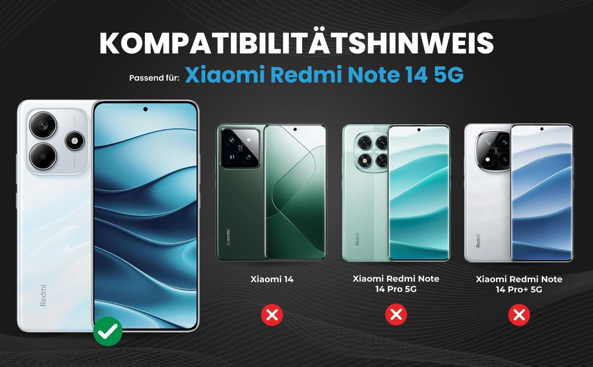 Kompatibilitätshinweise Hülle für Xiaomi Redmi Note 14 5G