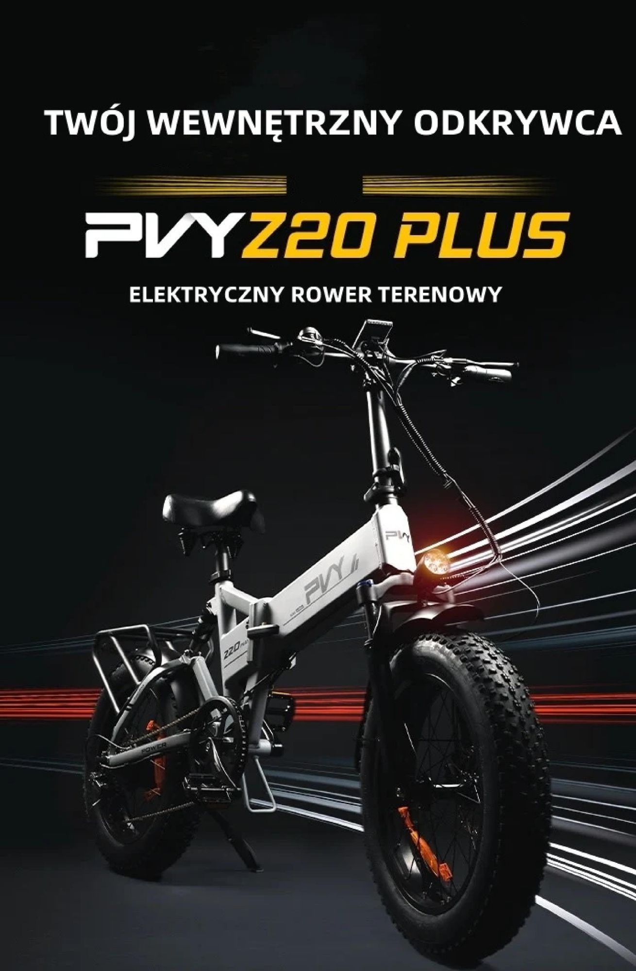 Rower Elektryczny PVY Z20 Plus 1000 - Moc 250W Bateria 48V16.5AH Zasięg 120KM Hamulec Tarczowy Hydrauliczny - Szary