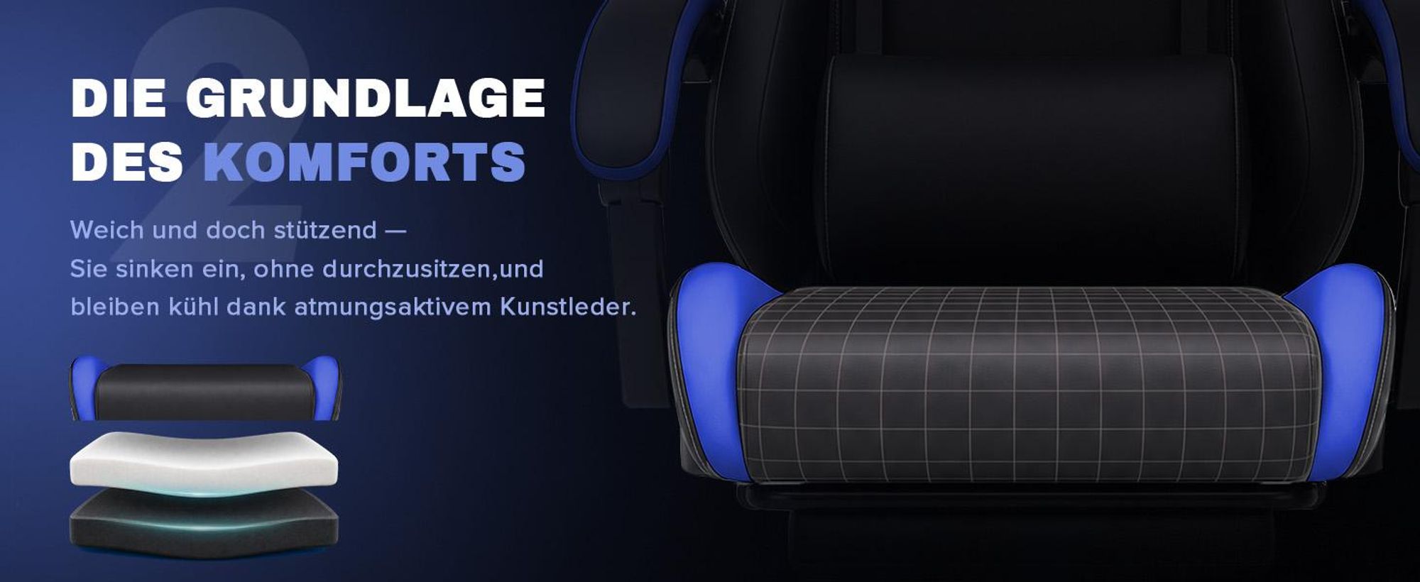 GTPLAYER Gaming Stuhl Bürostuhl Gaming Sessel mit Fußstütze, Ergonomischer Gamer Stuhl mit Verbundenen Armlehnen, Höhenverstellbaren Schreibtischstuhl