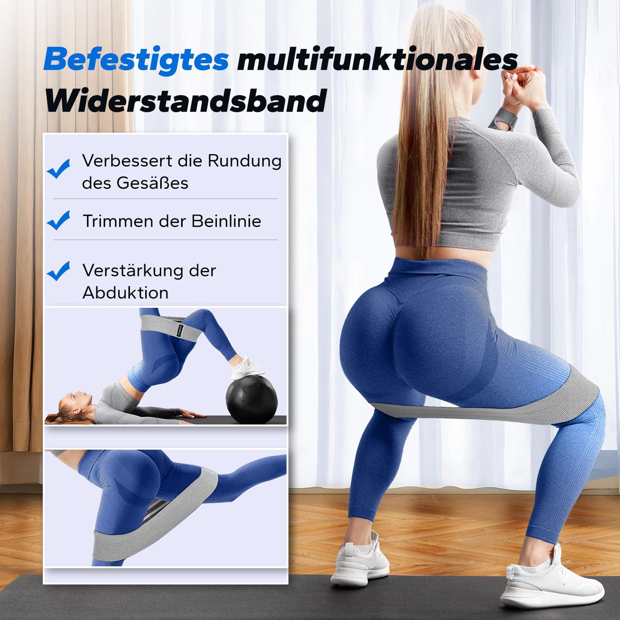 Beckenbodentrainer, Oberschenkeltrainer, Beintrainer für Frauen, Postnatale Rückbildung, Widerstandsbänder, tragbar