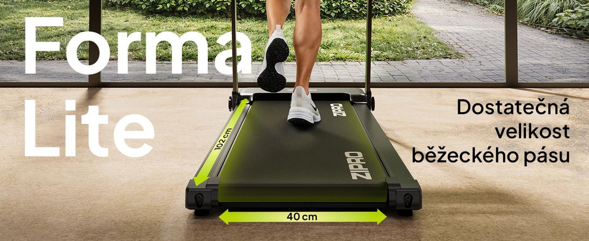 ZIPRO Forma Lite Elektrický skladací bežecký pás – ultra plochý dizajn, rýchlosť až 12 km/h a nosnosť 120 kg – kompatibilný s aplikáciou Bluetooth, tichý bežecký pás