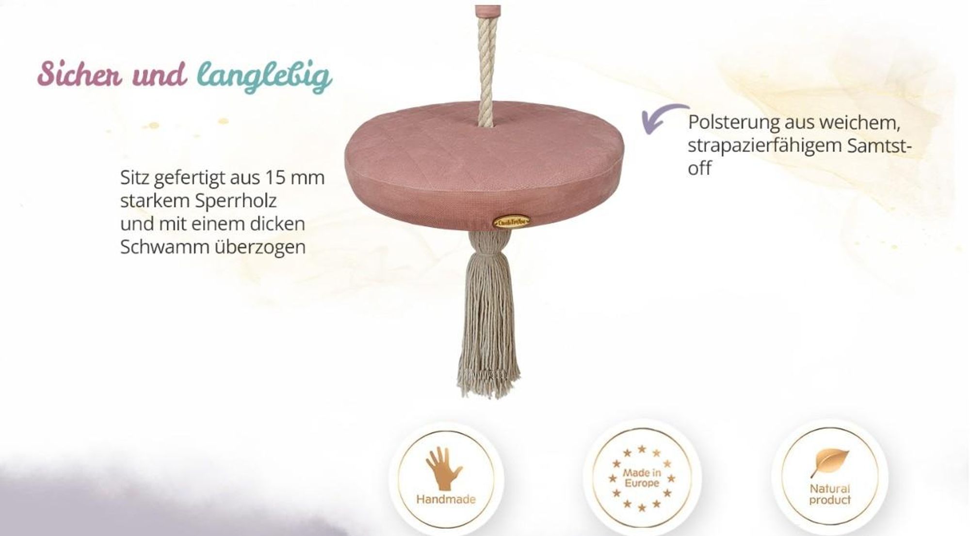 Create for you® - Kinderschaukel Indoor, Babyschaukel Türrahmen aus Holz, Grau
