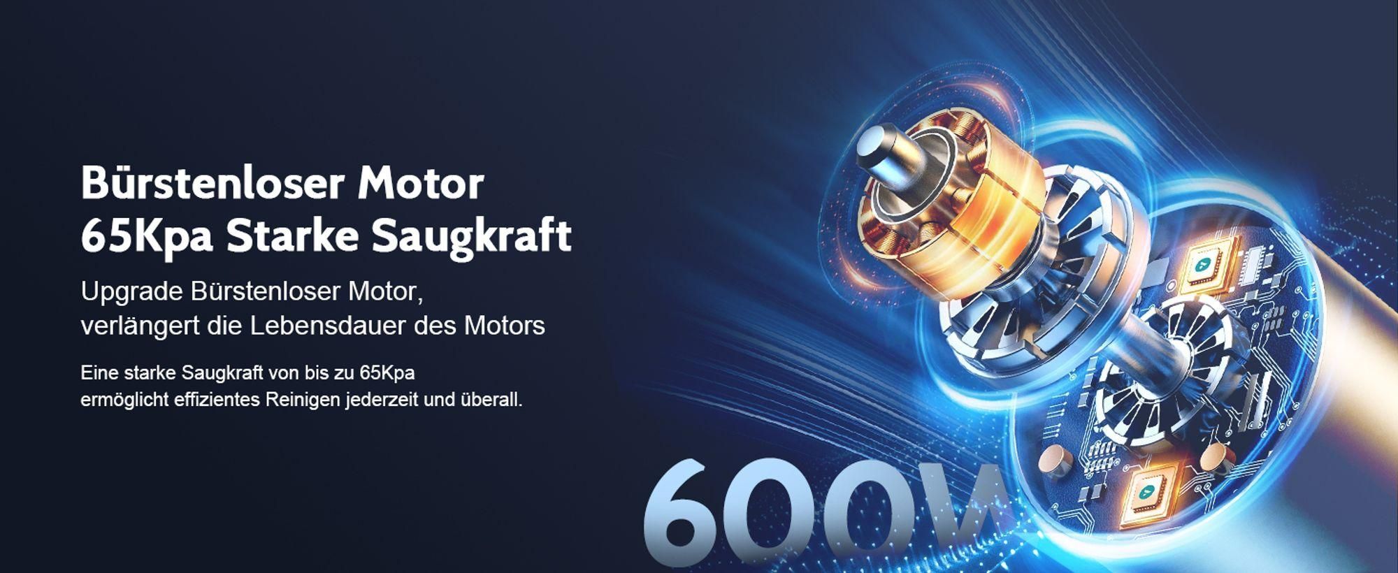 Akku Staubsauger, 65000Pa / 550W / 50Mins Staubsauger Kabellos mit Smart Display, Staubsauger mit Anti-Verhedderung-Bürste, drei Gänge, 1.2L