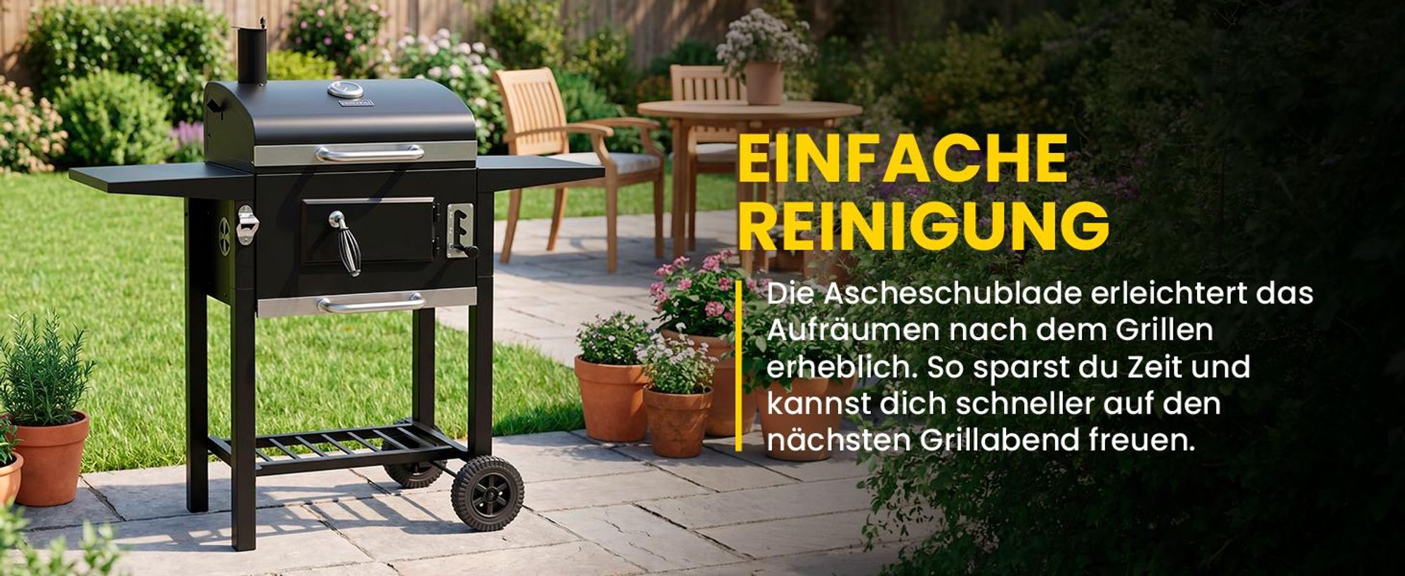 Grosser Holzkohlegrill Grillwagen XXL mit Deckel und Thermometer
