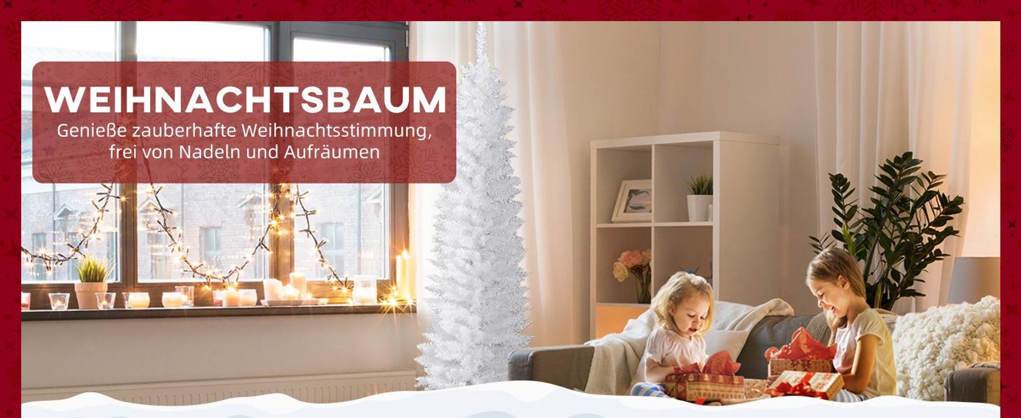 HOMCOM Weihnachtsbaum Tannenbaum mit Kunststoffständer 390 Spitzen Weiß