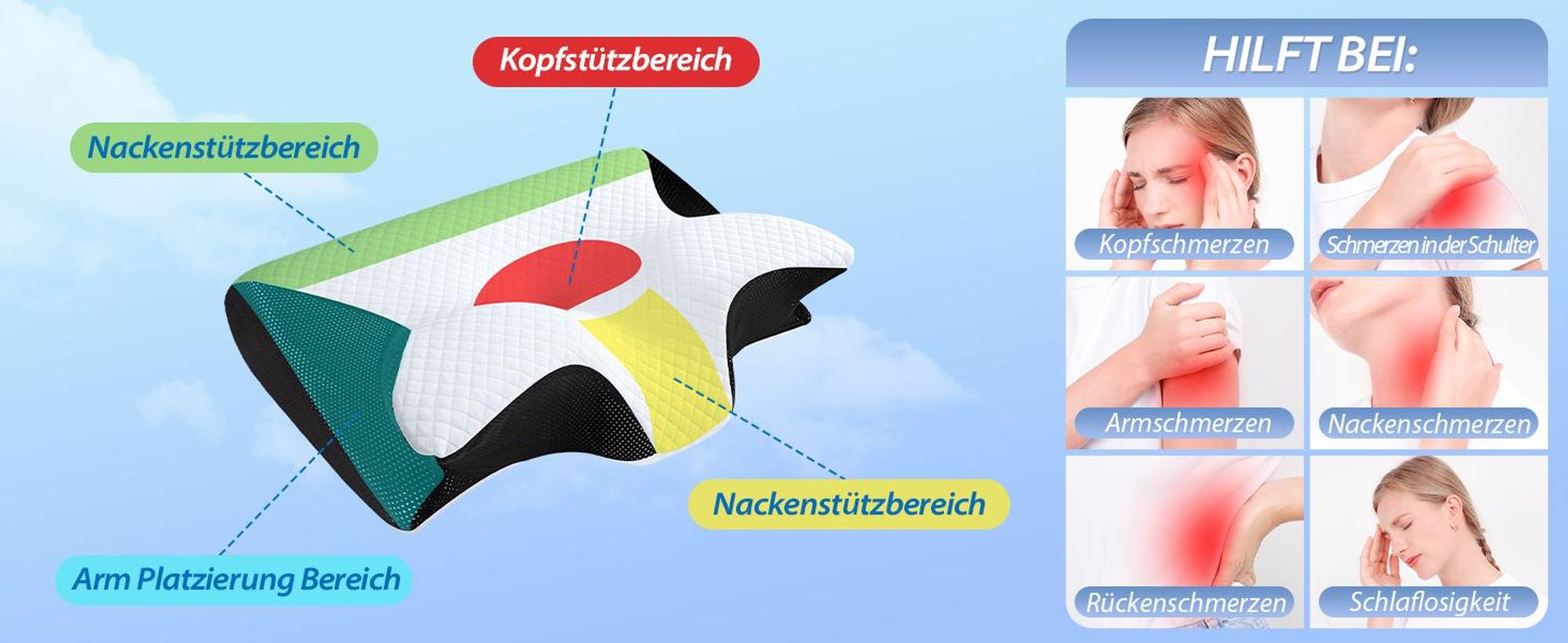 Nackenkissen, Kopfkissen, Memory Foam Kissen, Schlafkissen, Ergonomisches Orthopädisches Kissen, Seitenschläfer, Nackenschmerzen lindern
