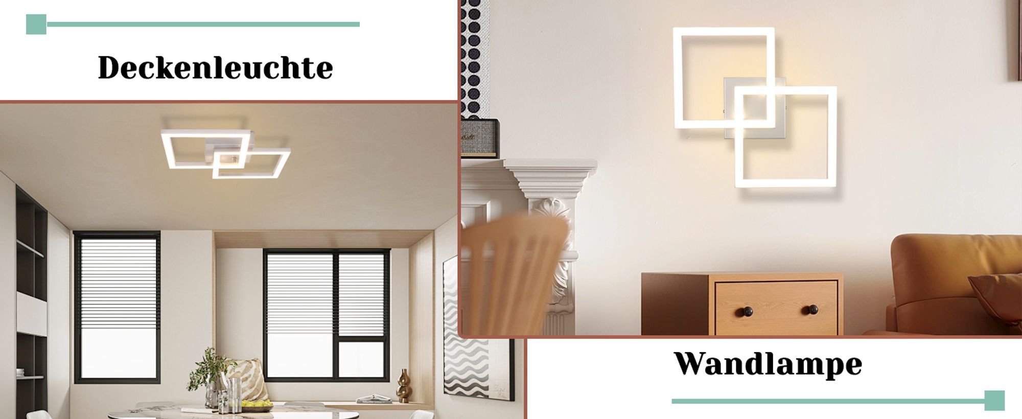 ZMH Deckenlampe LED Deckenleuchte Wohnzimmer Modern Design Küchenlampe 24W Wohnzimmerlampe Flurlampe Warmweiß Schlafzimmerlampe Flur Deckenbeleuchtung Eckig Silber für Kinderzimmer Büro