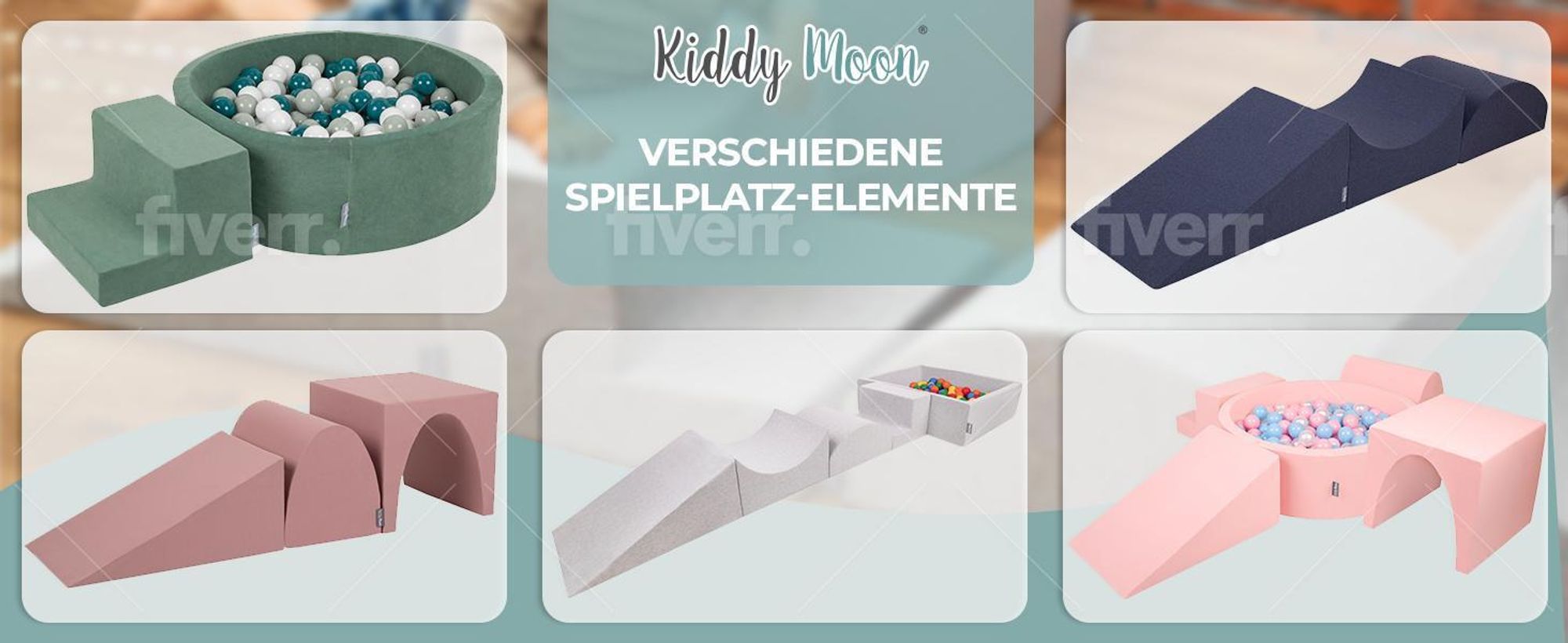 KiddyMoon Velvet Spielplatz Aus Schaumstoff Mit 100 Bälle 7cm Hindernisläufen Rund Bällebad Mit Zwickel Element Für Babys Und Kinder