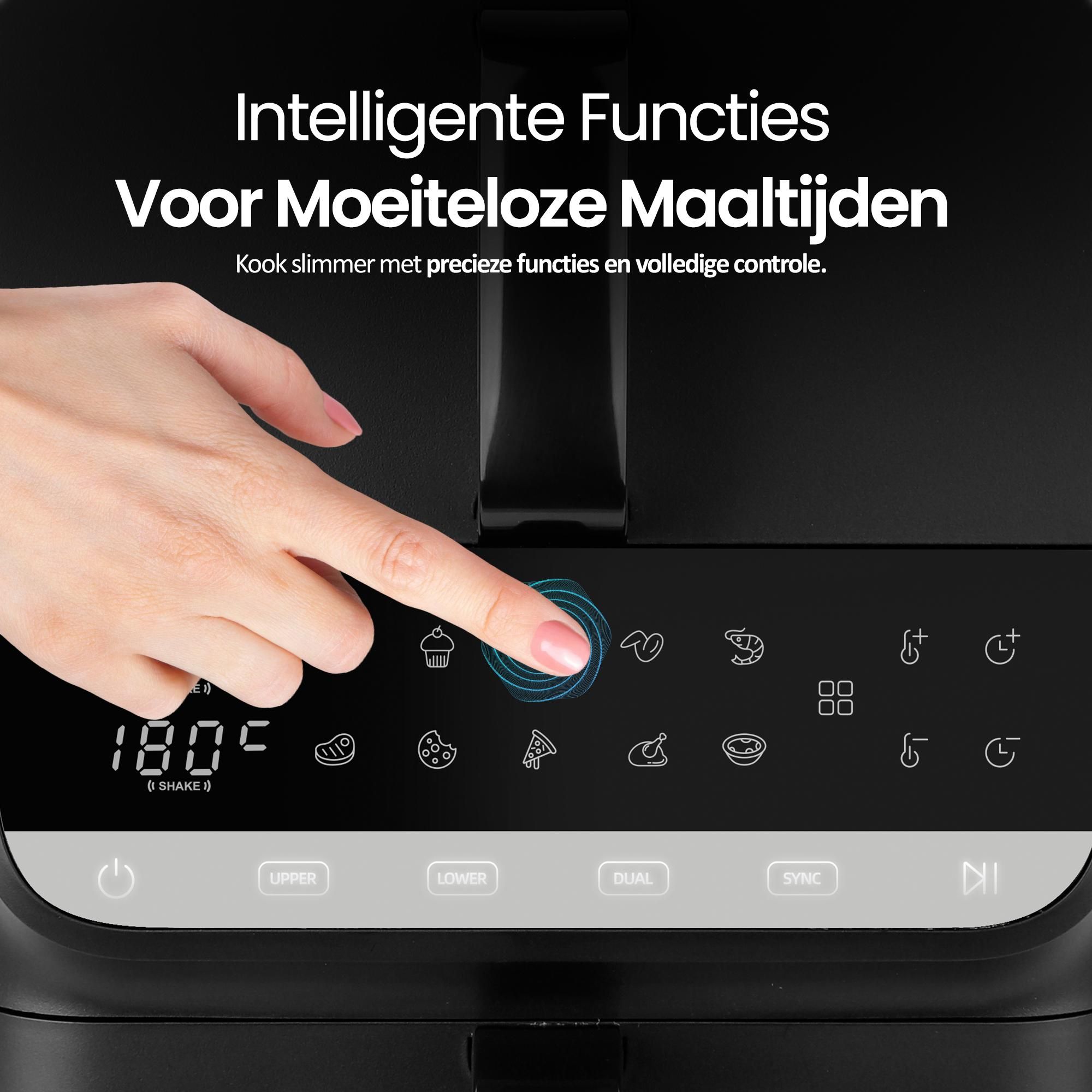 Emerio Dual Zone Airfryer 2500 W – 3,5 L + 6,5 L – Digitaal – Sync Finish – Cool Touch – Timer – AF-133542