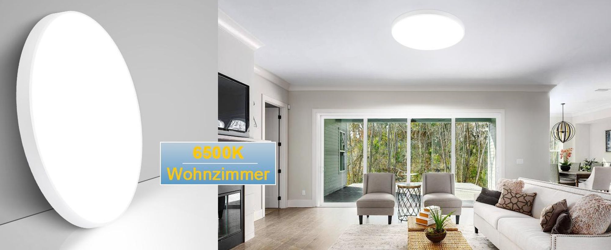 ZMH LED Deckenleuchte 36W Dimmbar Deckenlampe 37cm Rund mit Fernbedienung Küchenlampe für Badezimmer Küche Wohnzimmer Weiß