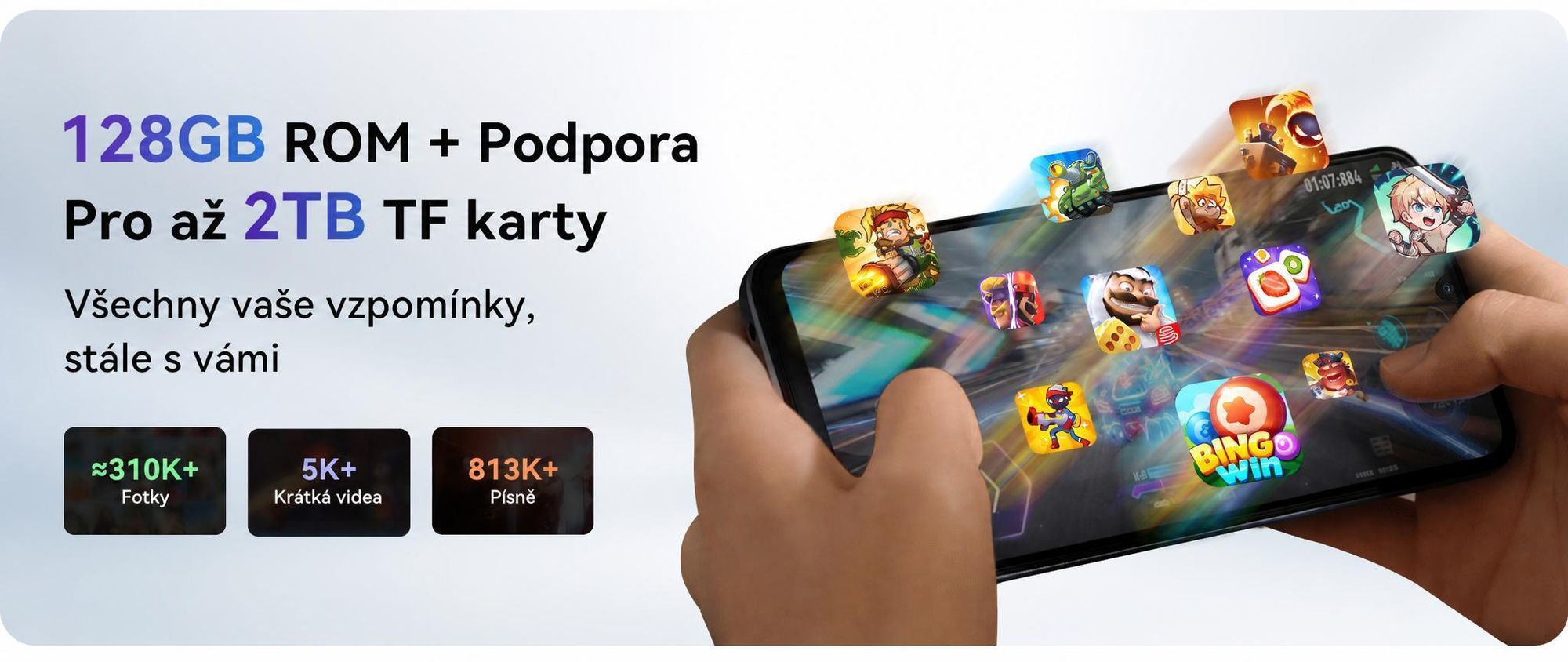 Smartphone Blackview WAVE 10 bez smlouvy, Android 16, 32+128 GB, Dual SIM, 120 Hz, 6,88", 32 MP, živé fotografie, 5000 mAh, Face ID, Wi-Fi 5G, Doke OS 5.0