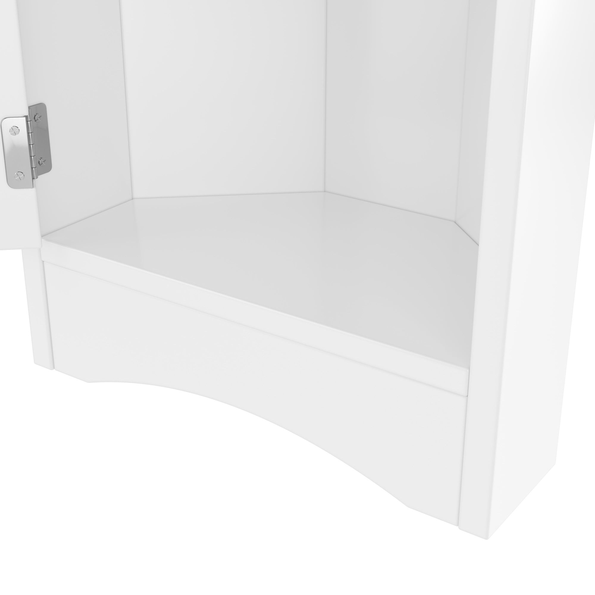 Merax Badezimmerschrank, Dreieckig Hochschrank mit Türen, Offenen Fächern, Verstellbar Regal, Kleiner Badezimmermöbel, 37x25x170 cm, Weiß