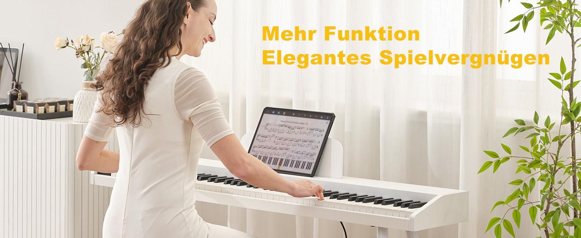 MUSTAR Digitalpiano 88 gewichtet Tasten mit 3 Pedalen für Anfänger, Kopfhöreranschluss, Split/Dual Voice, USB/MIDI,Weiß