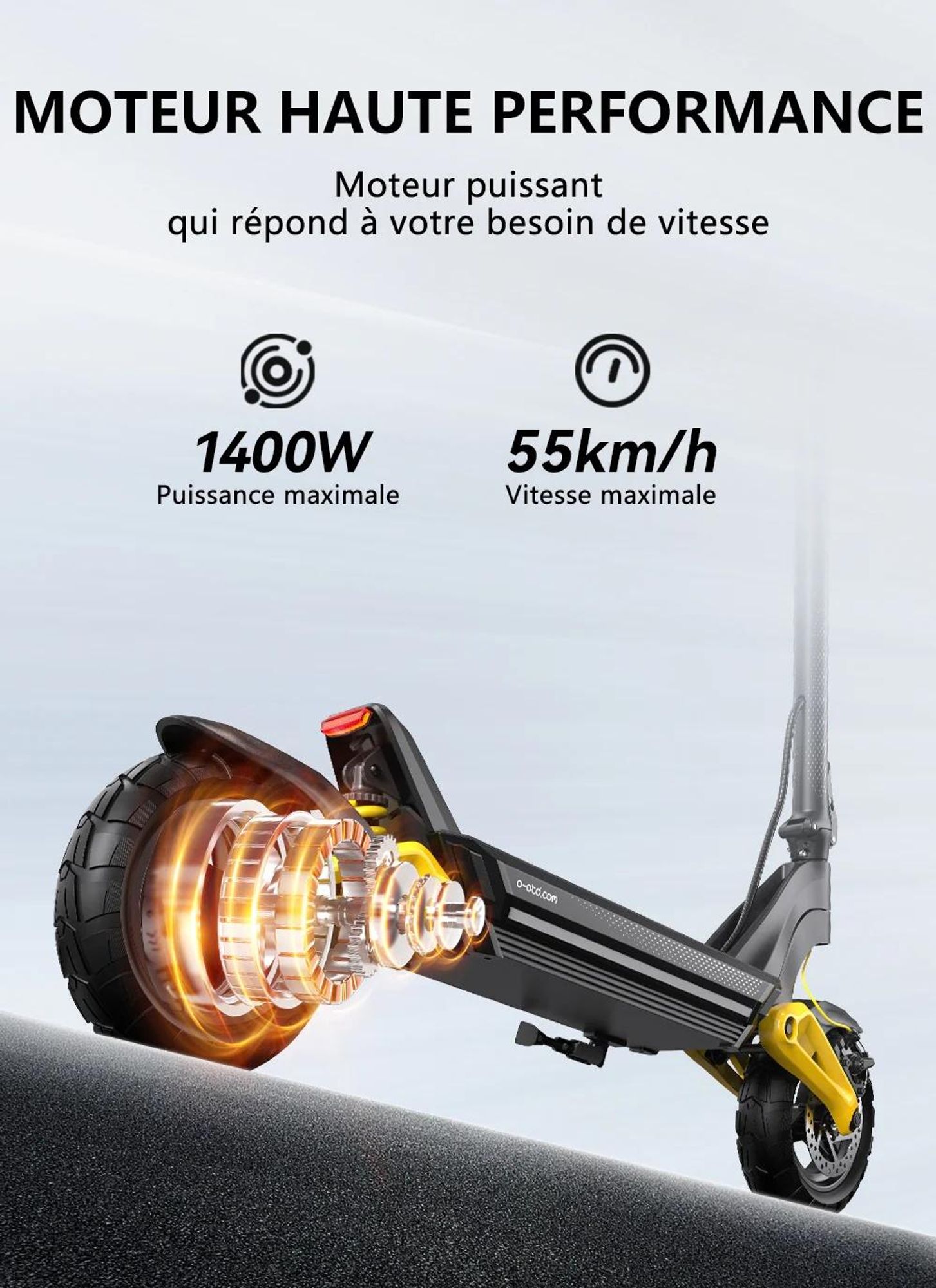 Trottinette Électrique OOTD S10 - Batterie 48V20AH 10" Pouces Roues Freins à Disque - Noir