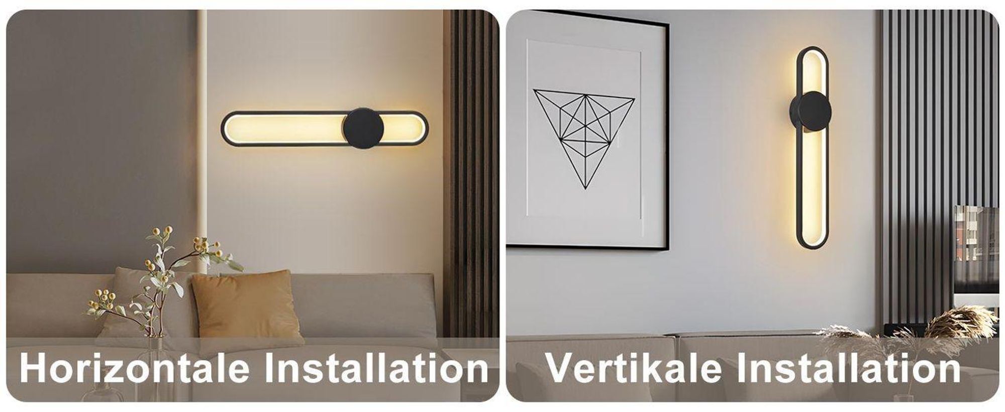 ZMH kinkiet LED lampa ścienna wewnętrzna 12W lampa schodowa 60cm czarna lampa do przedpokoju nowoczesny design 3000K ciepła biel minimalistyczne oświetlenie ścienne do sypialni salonu przedpokoju klatki schodowej kuchni