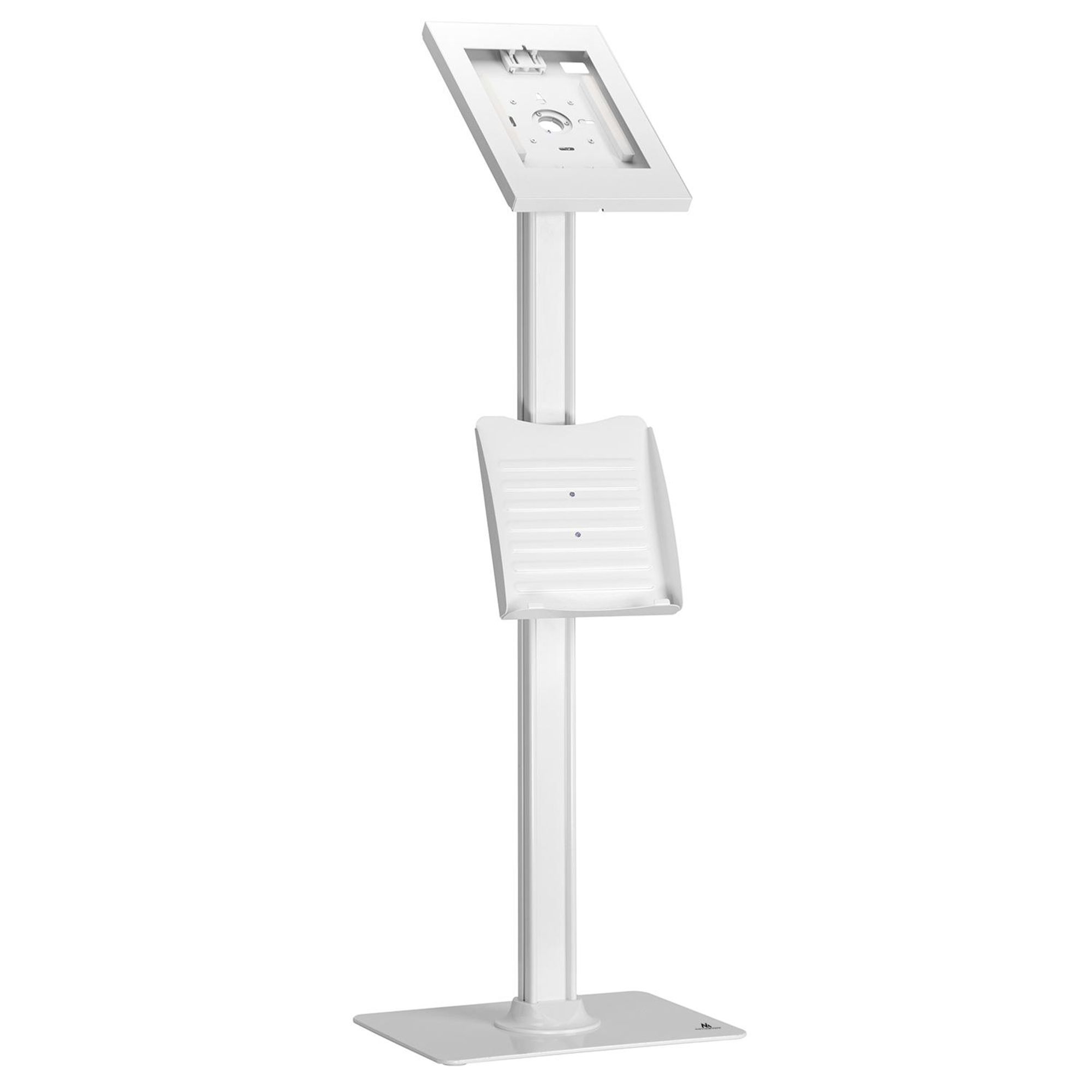 MC-476 Maclean Tablet-Bodenständer mit Diebstalschutz und Prospekthalter Kompatibel mit 9.7"-11", iPad/iPad Air/iPad Pro, Samsung Galaxy Tab A/Tab A7/Tab S6 Lite Bodenbefestigung (Weiß)