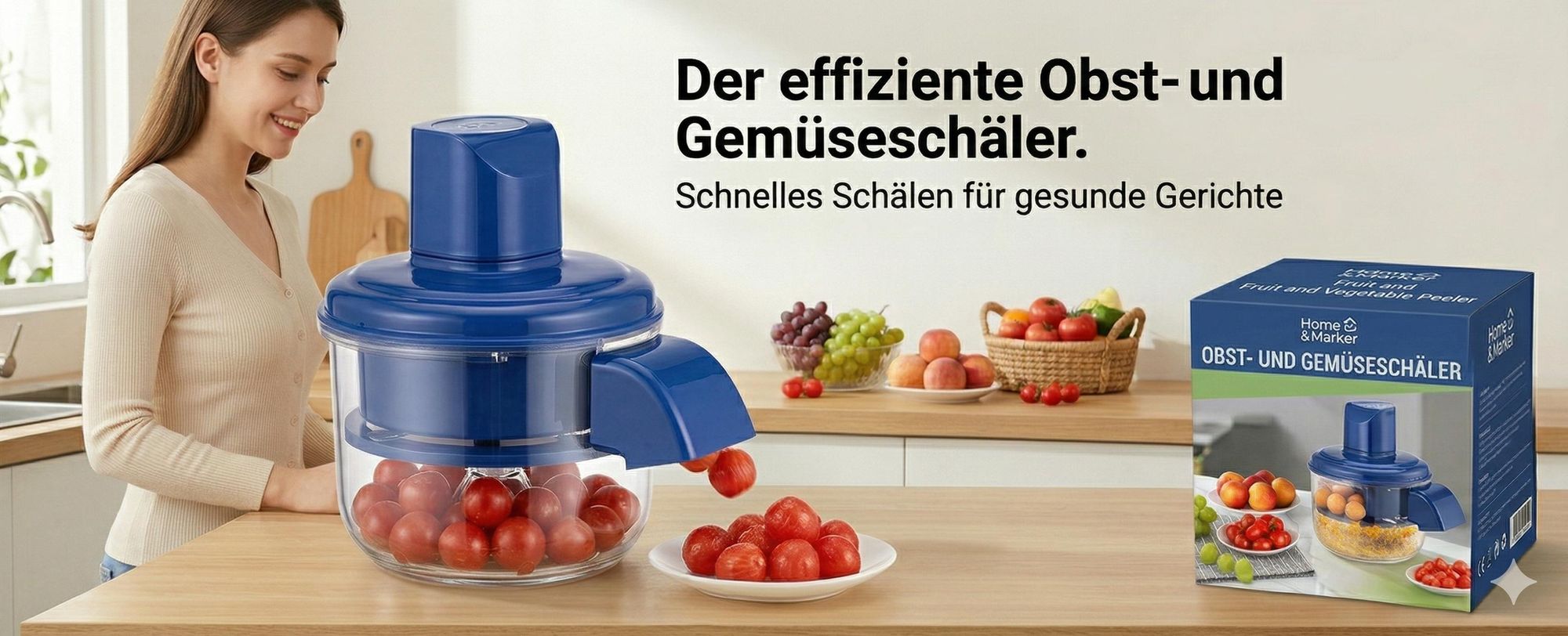 Elektrischer Obst- und Gemüseschäler, 1300 mAh Akku Knoblauchpresse, Wiederaufladbarer Apfelschäler - PEELMATIC