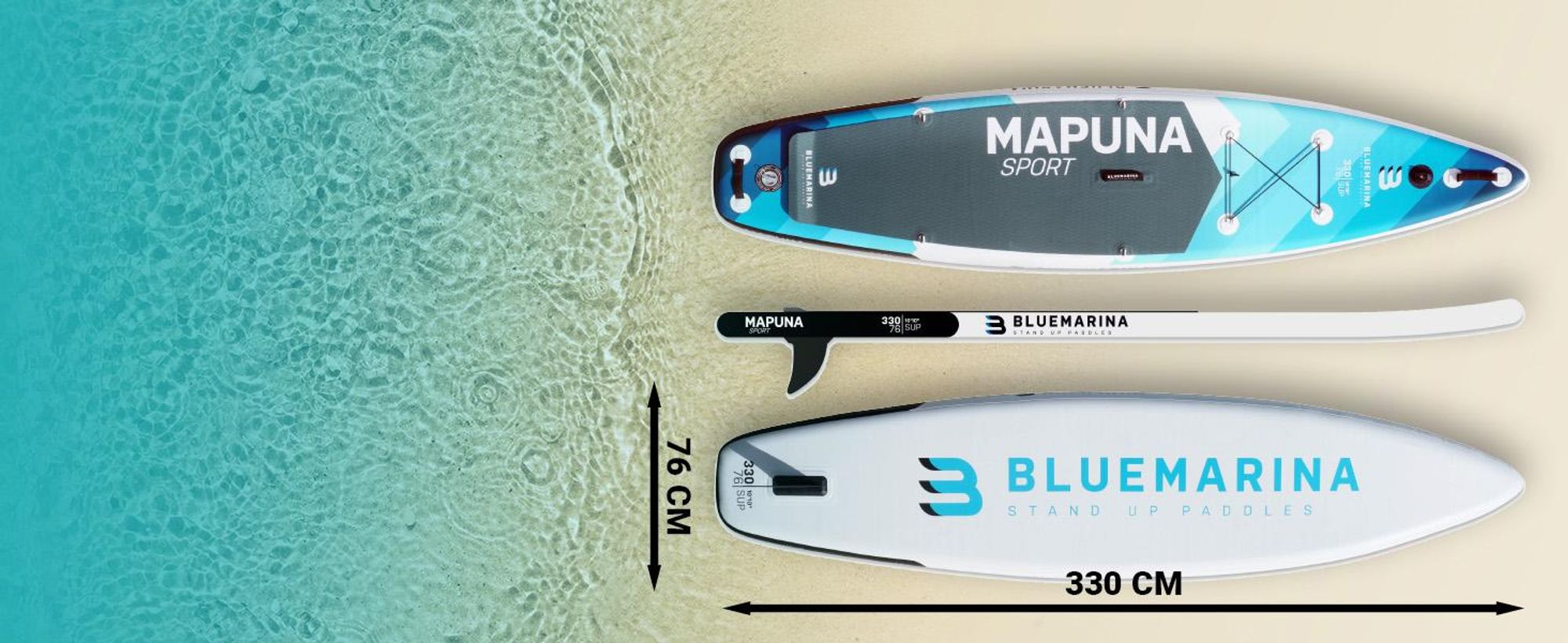 Stand Up Paddle Board Mapuna | SUP Board - inkl. Paddel, Pumpe & Rucksack - Surfbrett aufblasbar - Kajak - Paddling Board - Surfboard - 330x76x16cm
