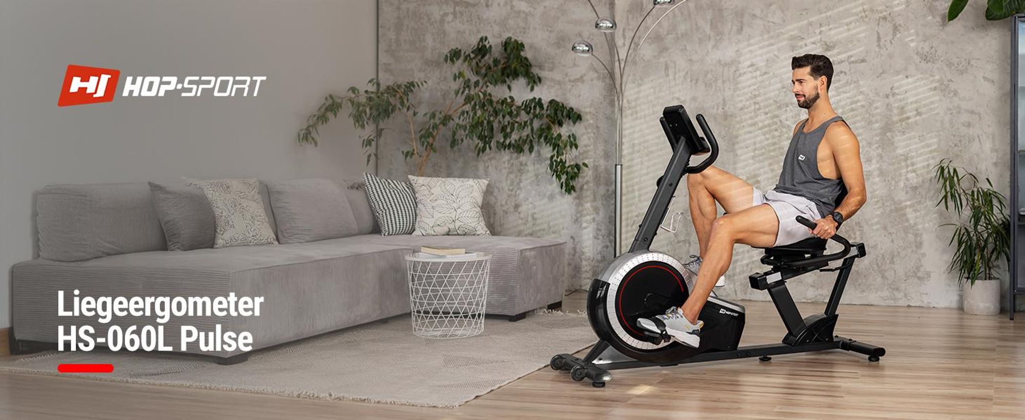 Hop-Sport Liegeergometer HS-060L - Liegeheimtrainer mit Handpulssensoren, 15 kg Schwungmasse, 8  Widerstandsstufen - Sitzergometer für Senioren max. Benutzergewicht 130 kg silber