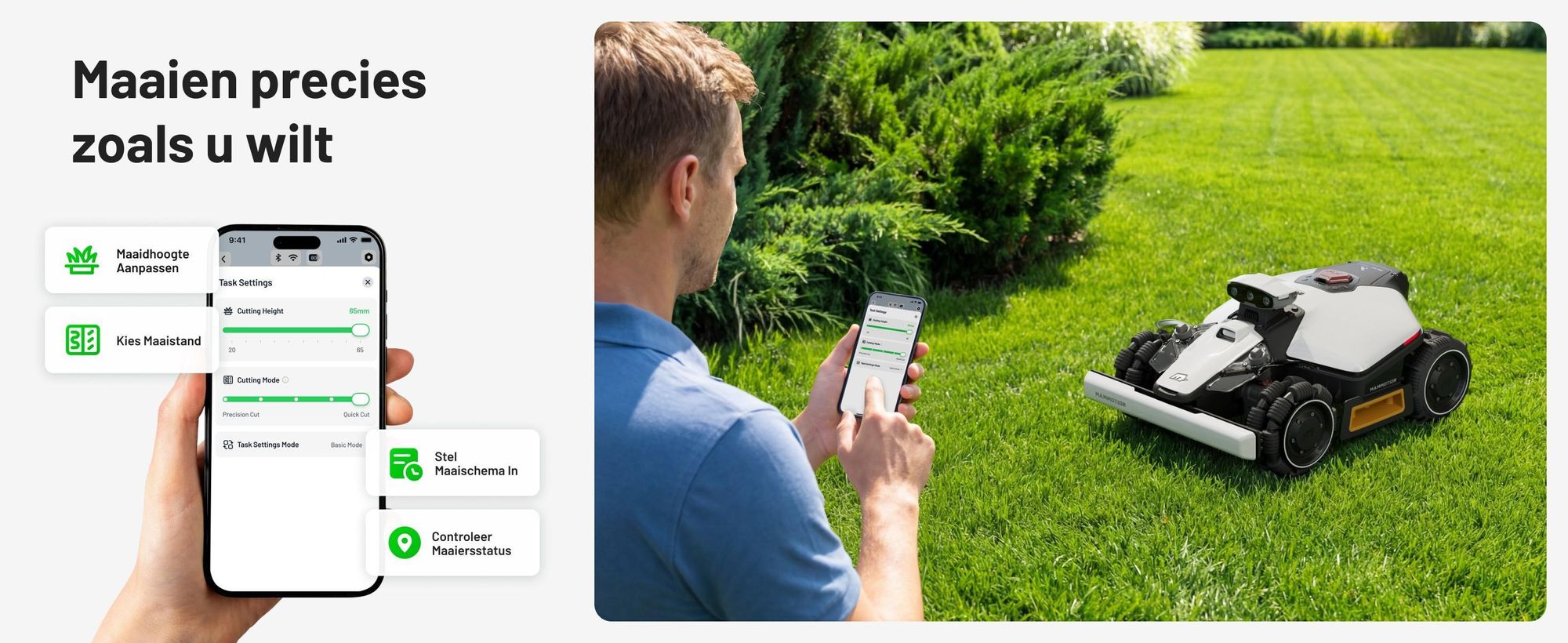 Robotmaaier Mammotion LUBA Mini 2 AWD 1000 met garage en wasstandaard, zonder kabels, 1000m², maait langs de randen, DropMow, auto-kaartgeneratie, APP