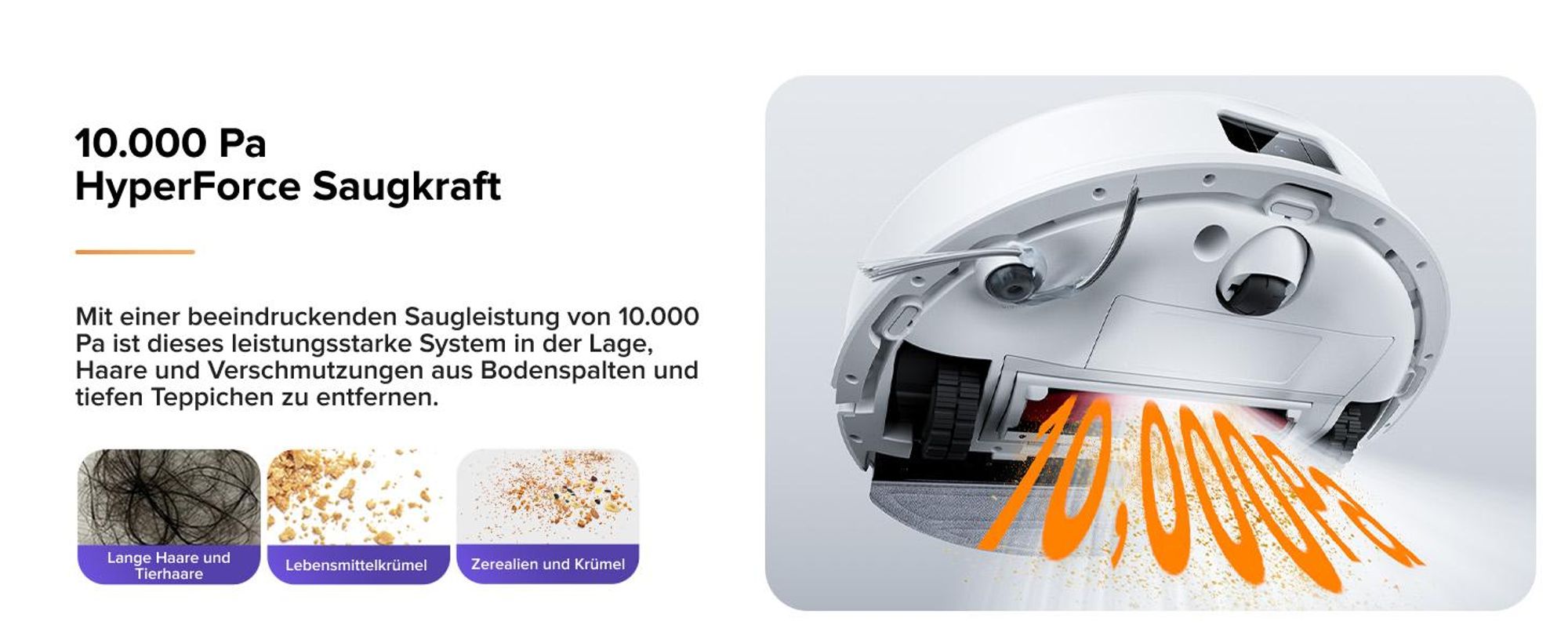 Roborock Q10 S5+ Staubsauger Roboter, 10.000 Pa(Upgrade von S8 Plus), Dual Anti-Tangle System, Auto Lifting Mopping, Ideal für Tierhaare (Weiß)