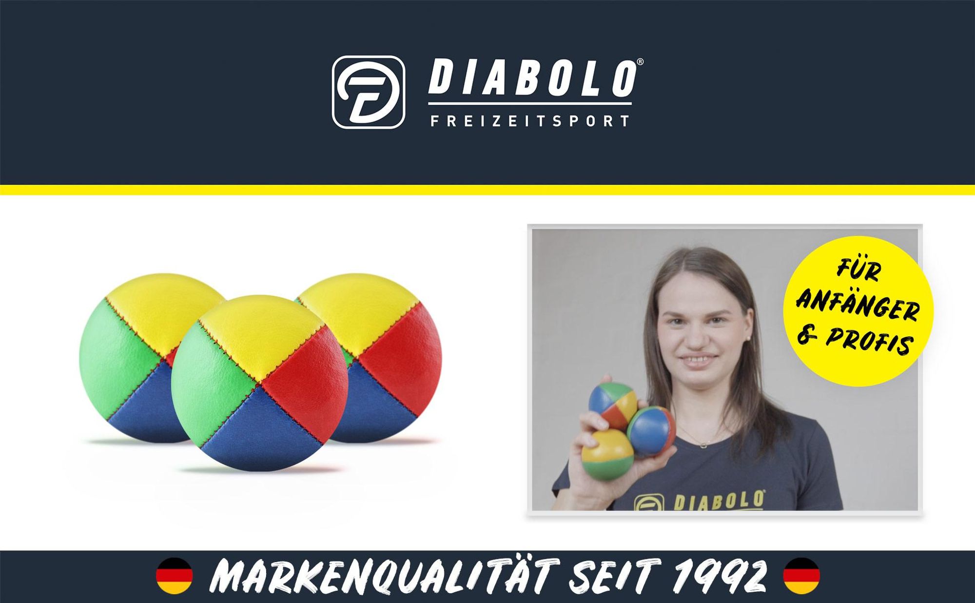 Diabolo jonglierbälle erwachsene - 62 mm Set mit 3 jonglierbälle In vier Farben | jonglierbälle anfänger kinder mit plastikfreier Geschenkverpackung