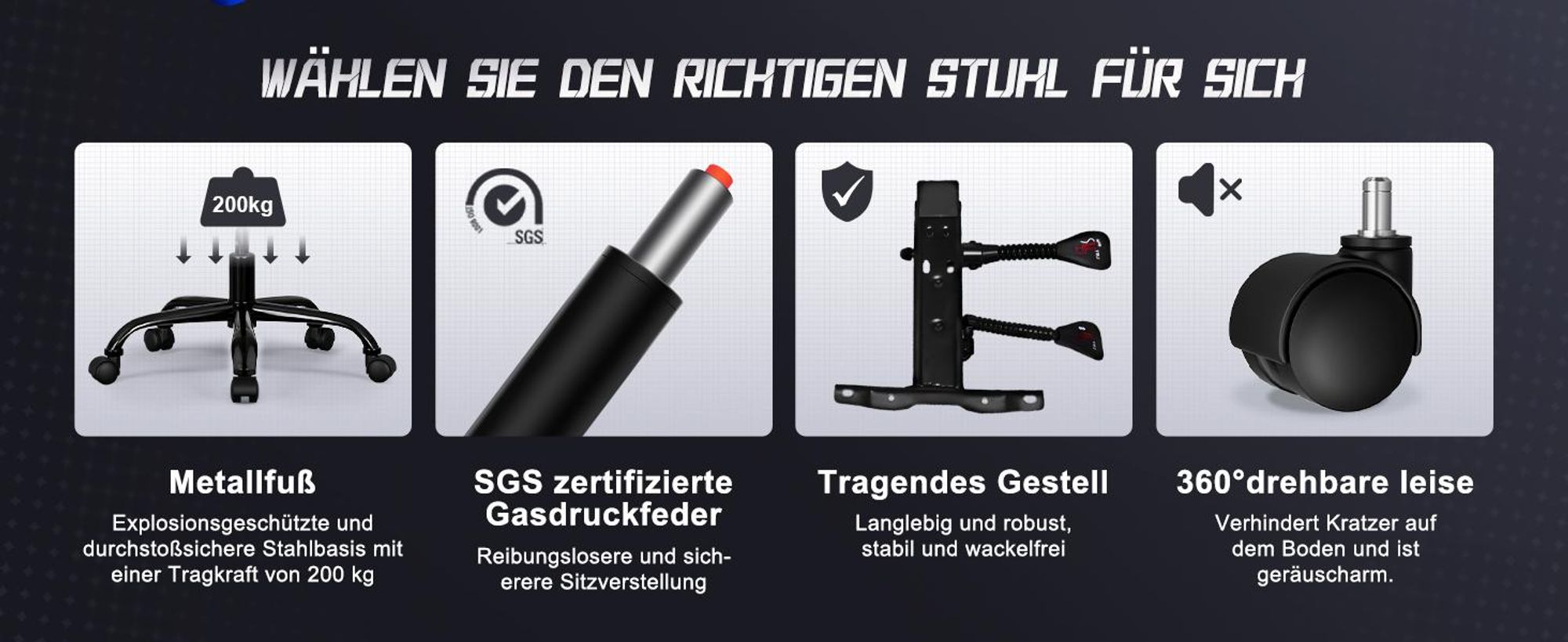 Aiibot Gaming Stuhl, Ergonomischer Gaming Sessel,Schreibtischstuhl,Gamingstuhl mit Fußstütze,Gaming stuhl 150 kg,verstellbare Rückenlehne,Schwarz/Blau