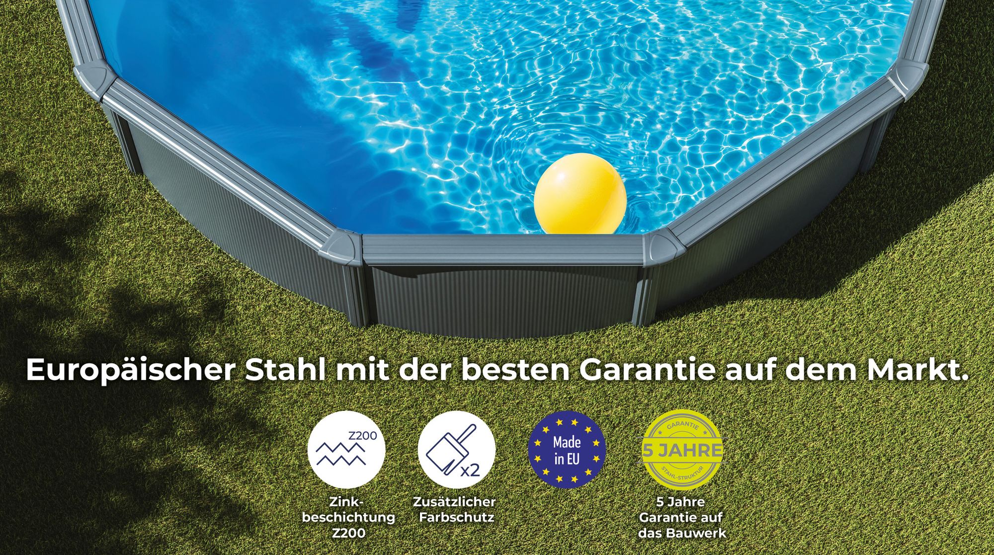 GRE Runder Stahlwandpool mit Anthrazitoptik KIT460GY – Ø 460 x 120 cm, Komplettset