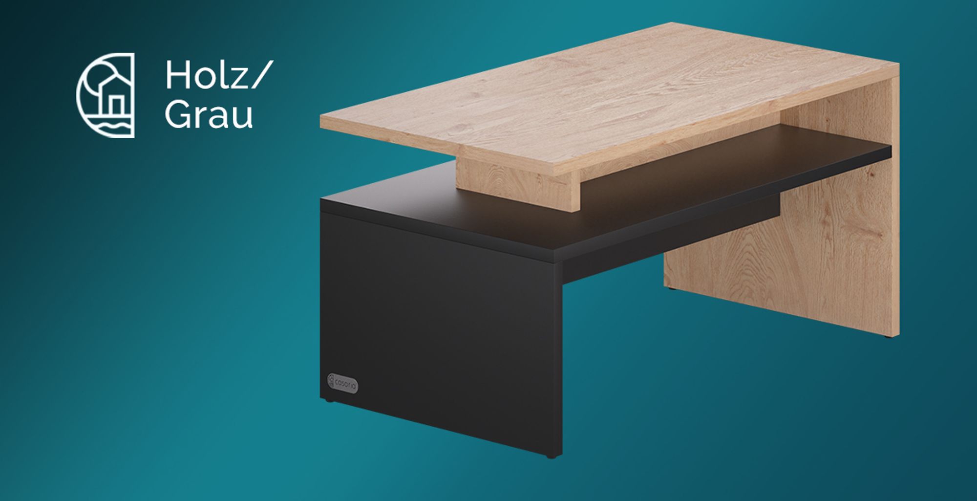 CASARIA® Couchtisch Holz Weiß Grau mit Stauraum 95x55x50cm Kratzfest 50kg Belastbar Wohnzimmertisch Modern Beistelltisch Konsolentisch für Couch Sofa