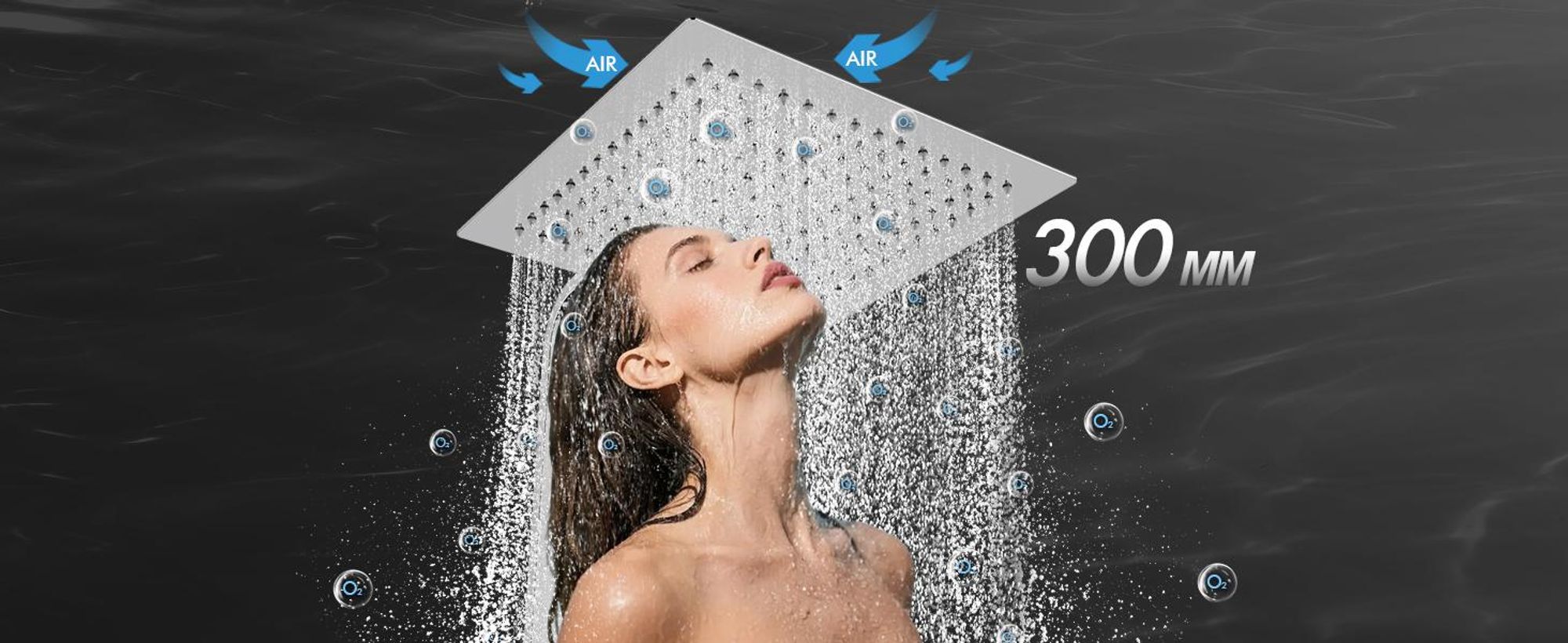 Homelody Duschsystem mit Thermostat SUS 304 Edelstah, Quadratische Extra groß Regendusche Duschkopf 30*30CM, Verstellbereich 855–1105 MM Chrom