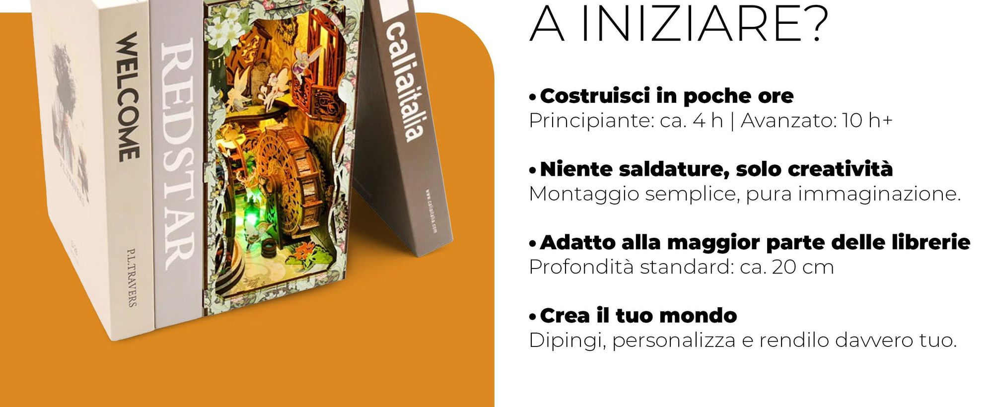Book Nook, DIY, puzzle 3d, 3d puzzle, Kit Angolo Libri, Habarri, casa in miniatura