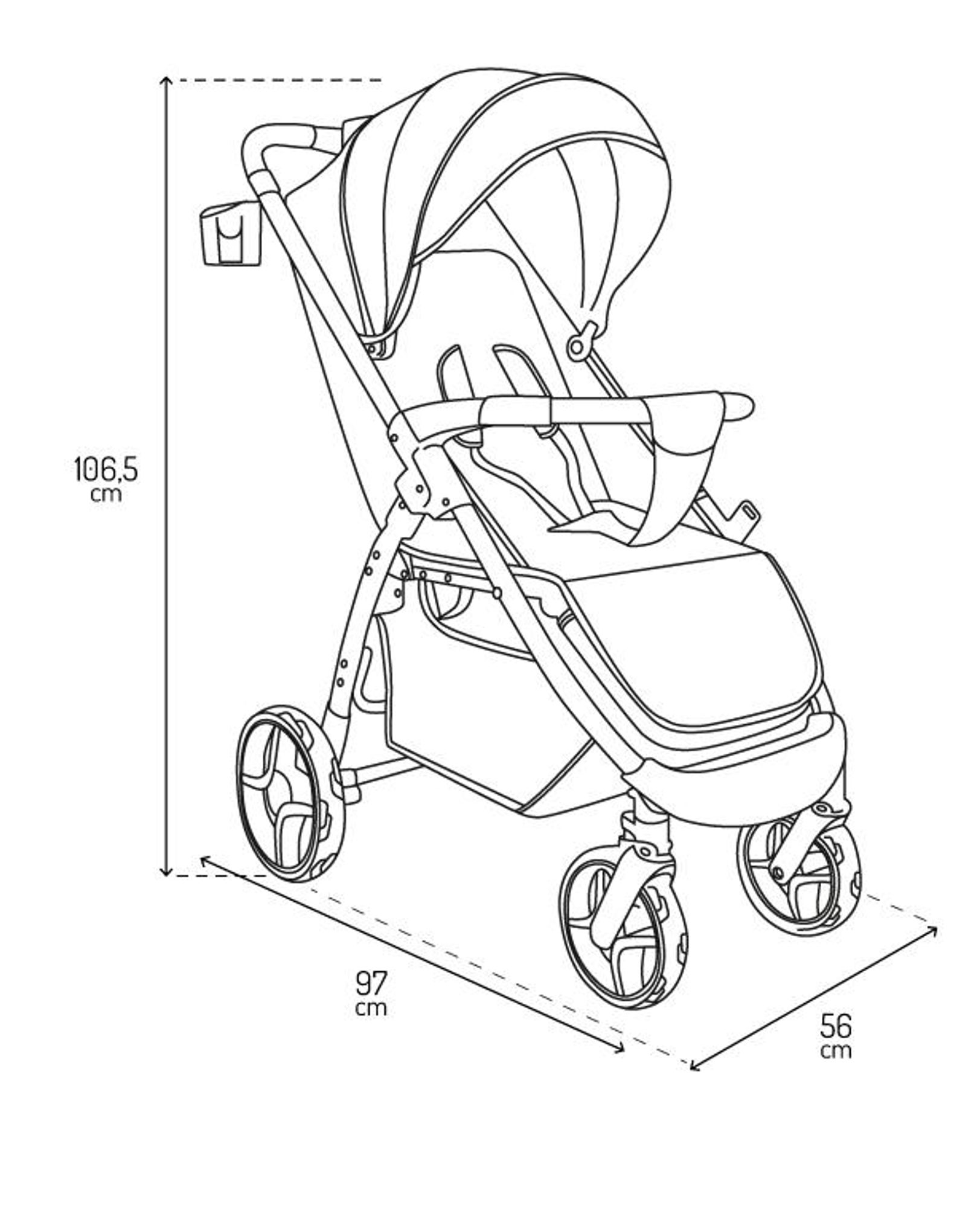 MoMi MIYA EVA – Ultrakompakter Kompaktbuggy mit Einhand-Faltung, XL-EVA-Rädern, verstellbar, inkl. Zubehör & Sonnenverdeck – Grau