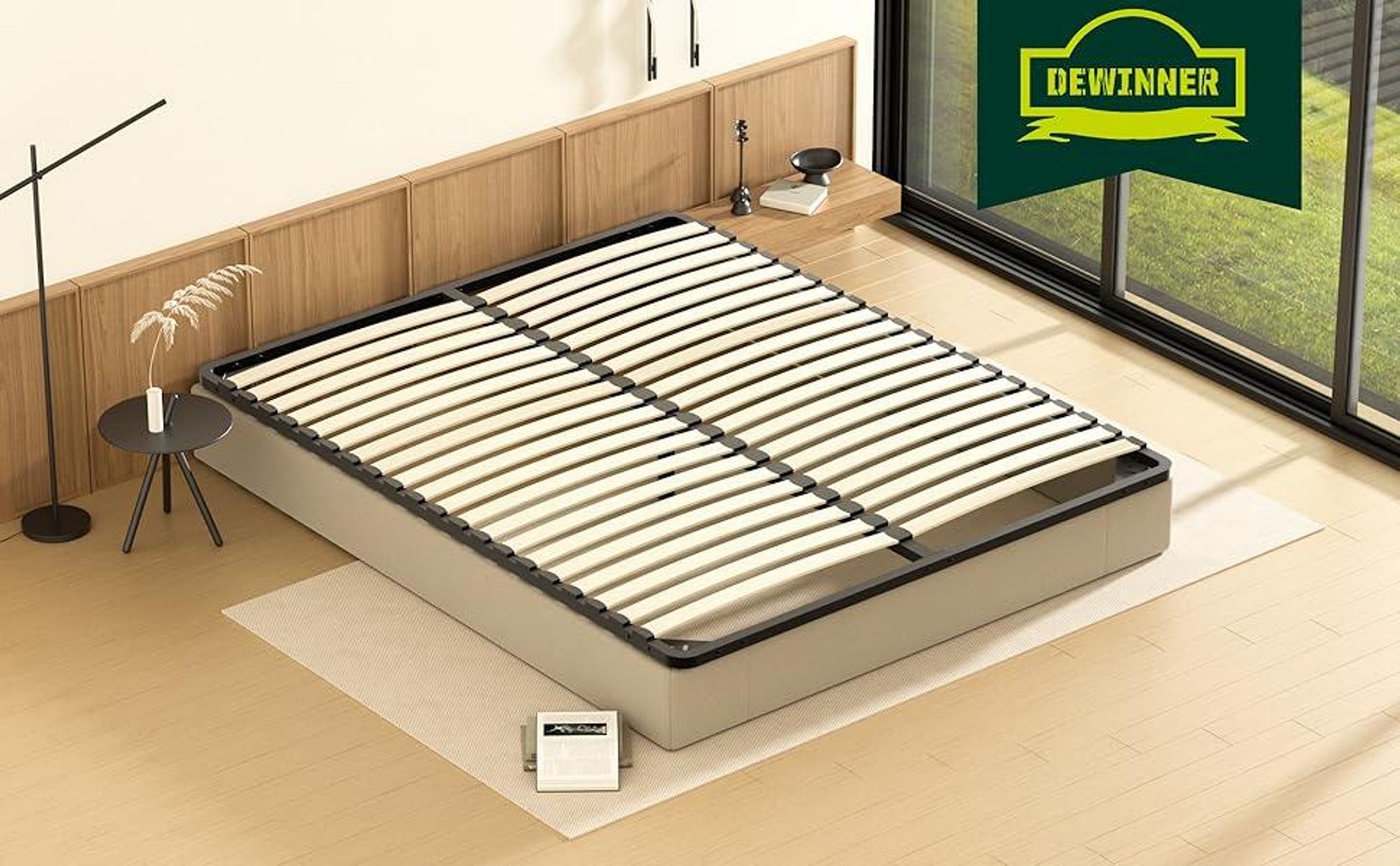 DEWINNER Sommier 160x200cm, Sommiers à Lattes pour Adulte - Cadre de Lit 160x200 avec Sommier, 2x20 Lattes, Résistant et Confortable