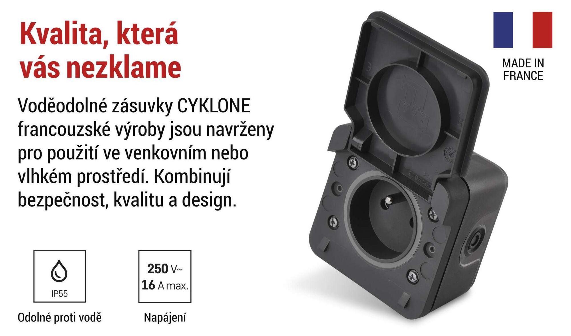 EMOS Cyklone venkovní zásuvka s výklopným krytem, vodotěsnost IP55, pro vnitřní/venkovní/vlhké prostory, povrchová montáž, šedá/antracitová, D730420