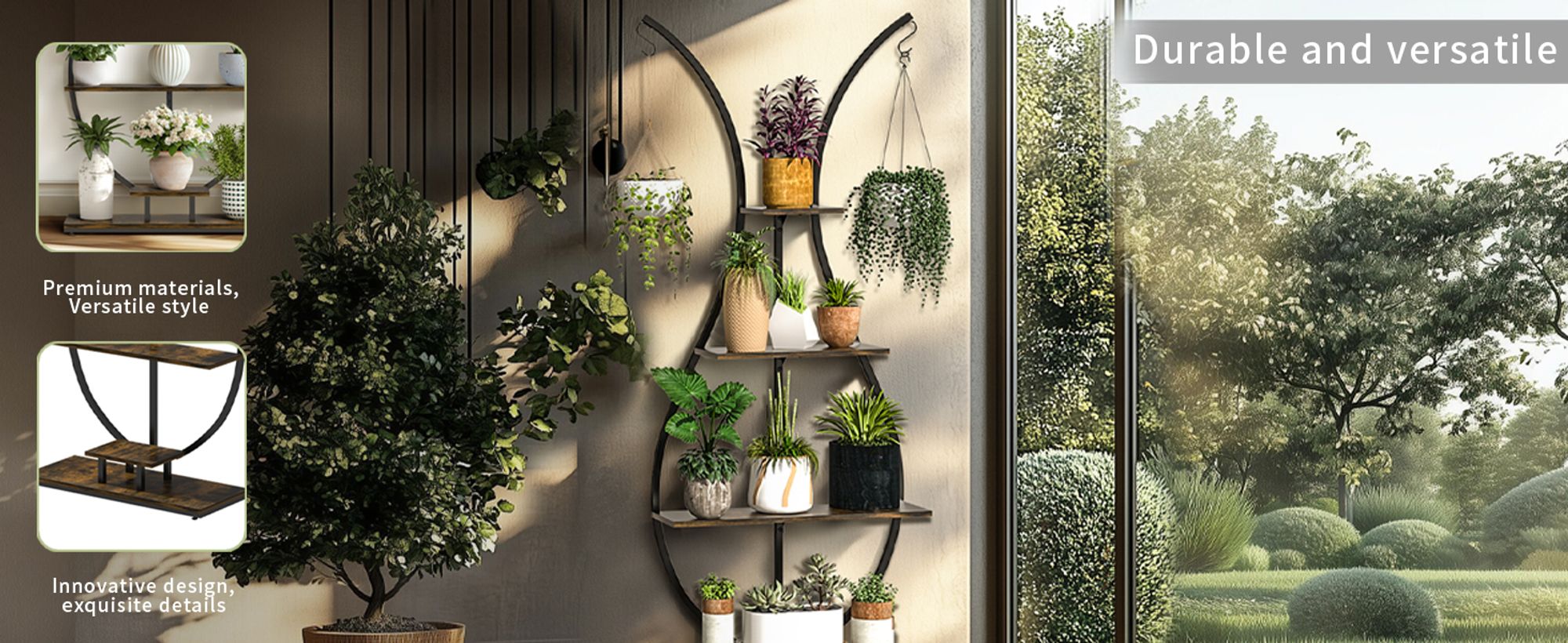WISFOR Blumenregal Blumenständer, 181cm hoch Planzenregal, Mehrstöckig Blumenständer Pflanzenständer Blumenbank Blumentreppe Pflanzentreppe Standregal