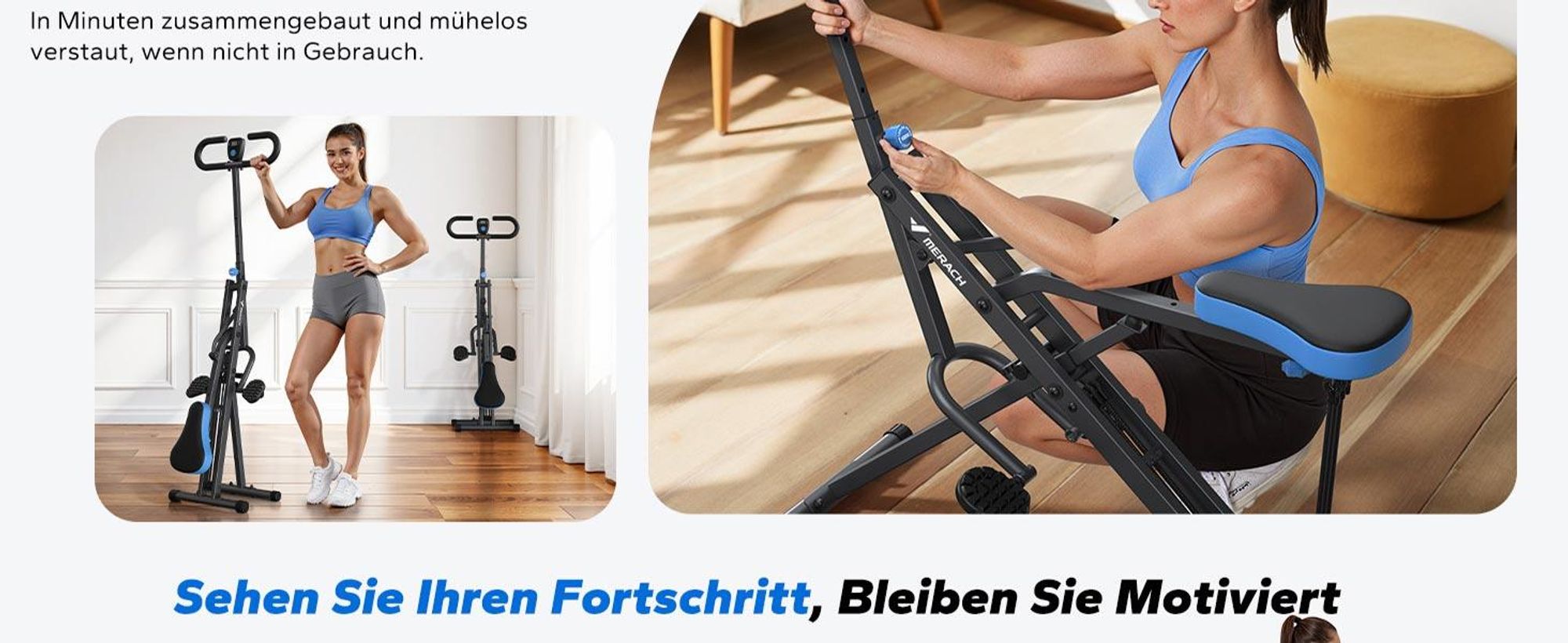 Multifunktionaler Ganzkörpertrainer – Bauch- & Rückentrainer mit 3 Widerstandsbändern, klappbar, LCD-Display, verstellbarer Sitz & Lenker, bis 158 kg