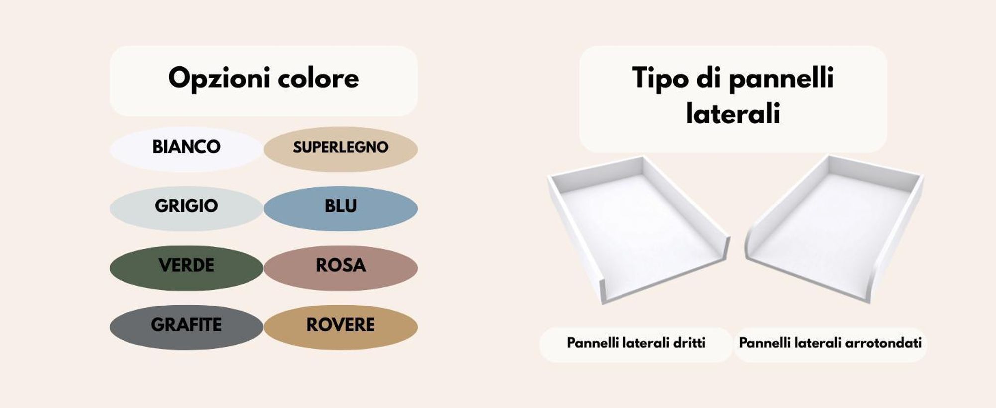 piano fasciatoio universale regalik, Piano fasciatoio per cassettiere di qualsiasi larghezza, Piano fasciatoio rimovibile, Pannelli frontali arrotondati, Rovere, 72cm x 54cm