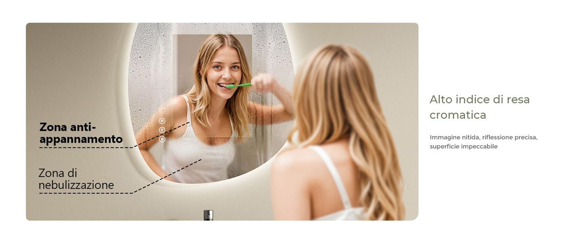 S'AFIELINA specchio da bagno con illuminazione 60×45 cm Specchio da parete con interruttore a LED 3 colori di luce e dimmerabile, funzione antiappannamento e memoria