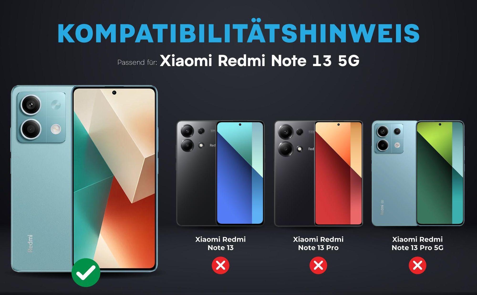 Kompatibilitätshinweise Kameraglas für Xiaomi Redmi Note 13 5G