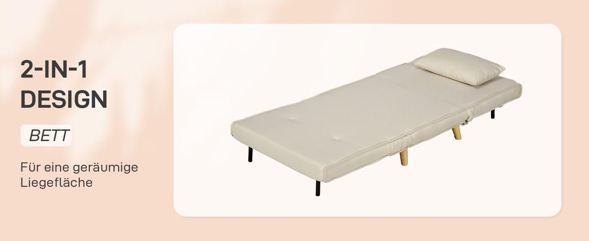 HOMCOM Schlafsessel, Klappsessel mit Bettfunktion, bis 120 kg belastbar, Beige