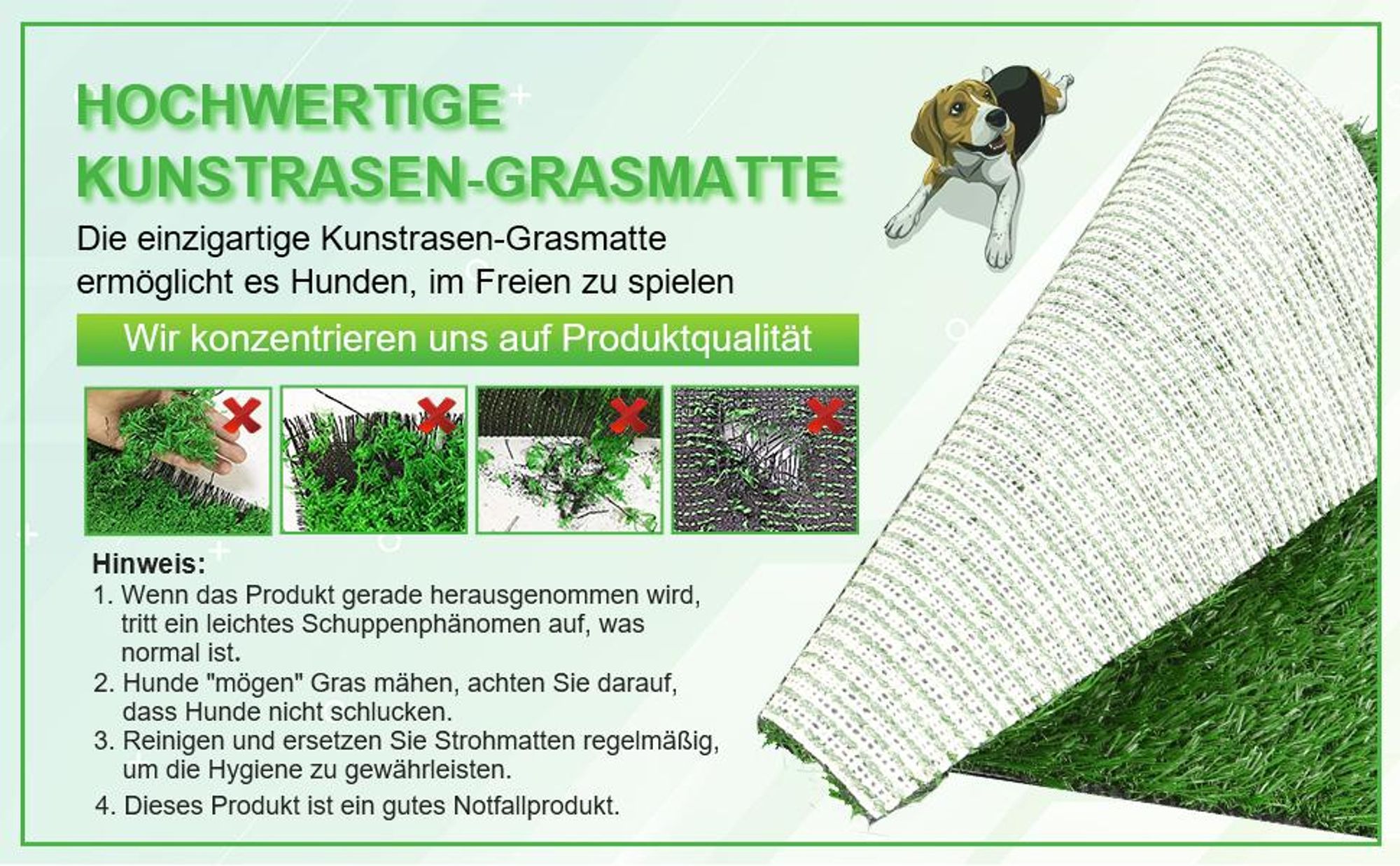 Hundetoilette, Hundeklo, Haustiertoilette, Welpentoilette für die Wohnung, Haustiere WC Trainingsunterlage, mit 2x Kunstrasenmattes und Auffangschale