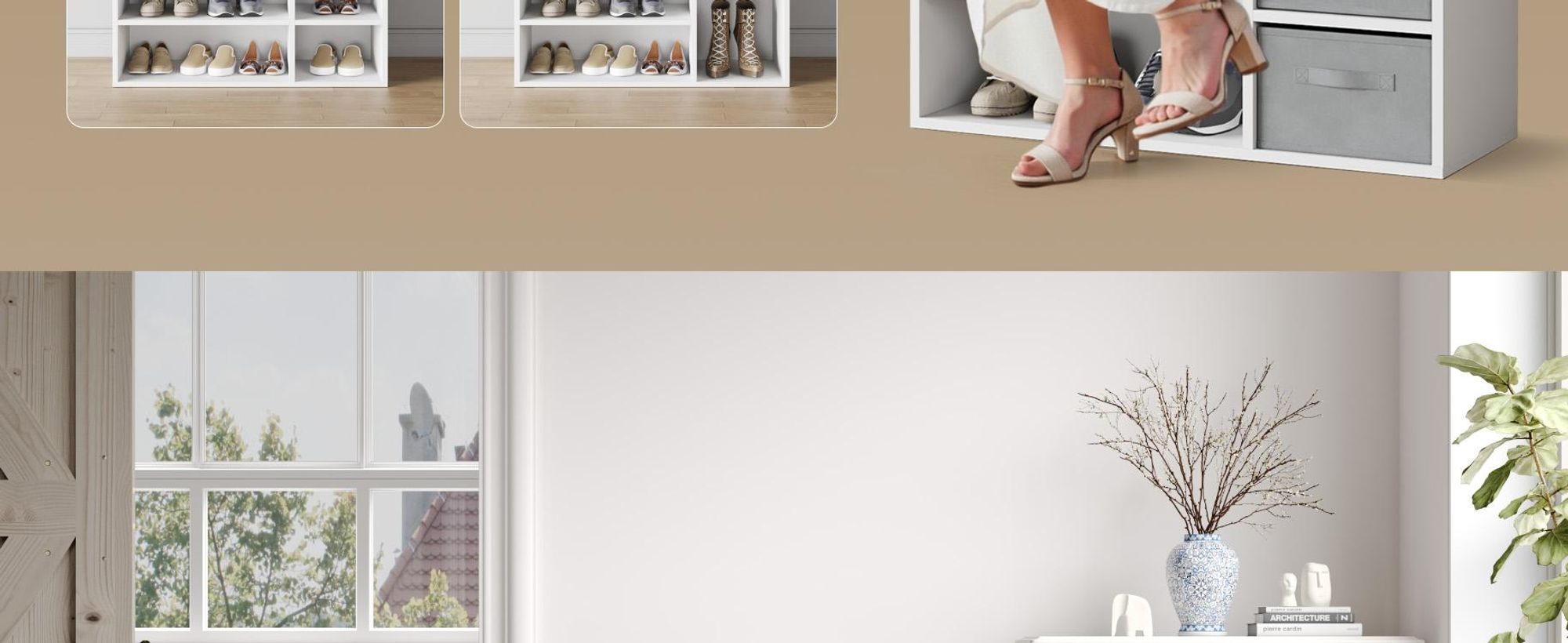 Mondeer Schuhbank mit Sitzfläche, Holzschuhablage mit Stoffschublade und Aufklappbarem Kissen, für Wohnzimmer, 80 x 48 x 30 cm, Weiß