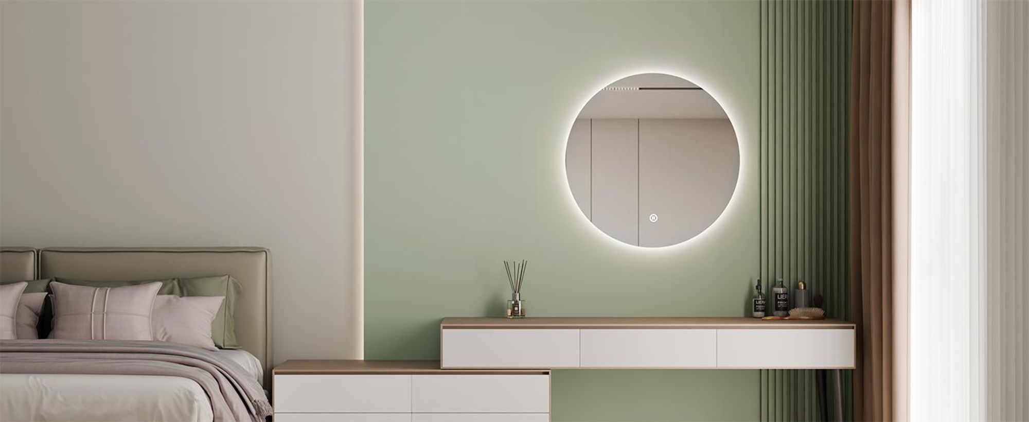 S'AFIELINA LED Badspiegel Rund Badezimmerspiegel Wandspiegel mit Touch-Schalter,Kaltweiß 6500K 60 cm