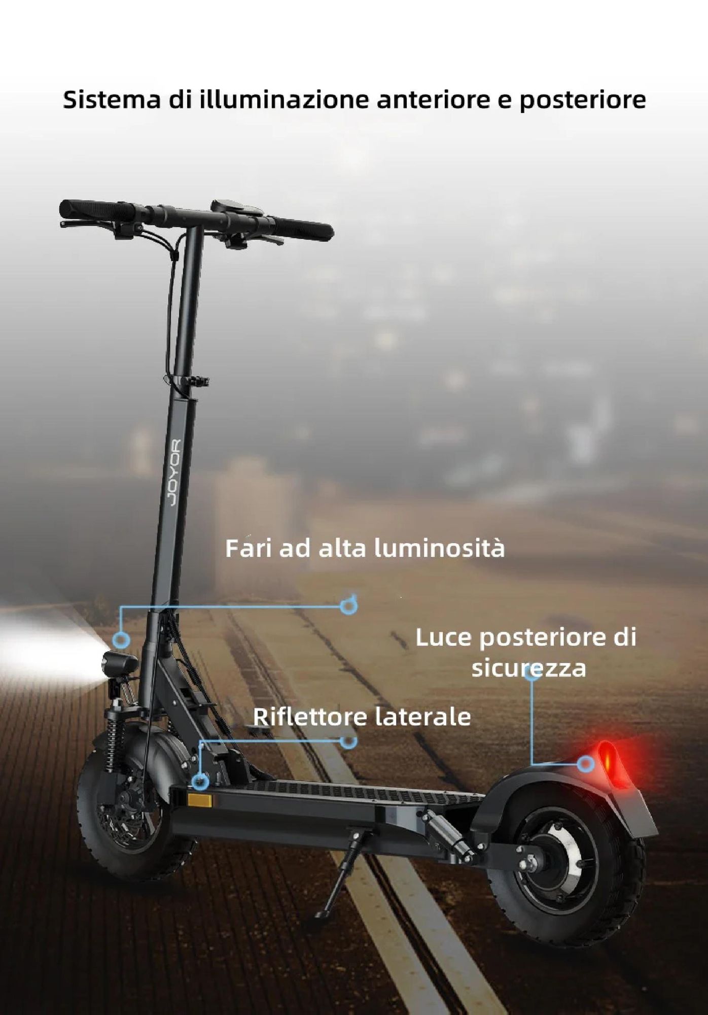 JOYOR Y8-S Pieghevole ABE Monopattino Elettrico - 500W Motor 48V26AH Batteria Pneumatici da 10 Pollici - Nero
