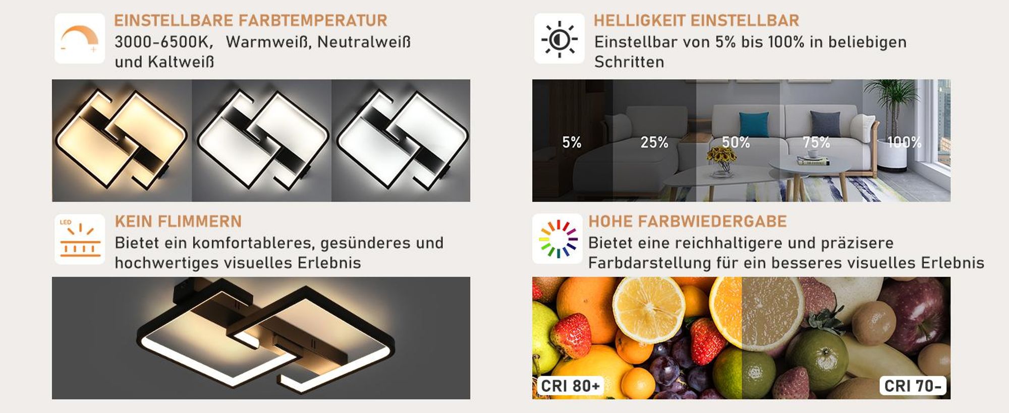 ZMH Plafonnier LED Lampe de plafond Salon Dimmable Télécommande 45W Noir Lampe de salon Lampe de chambre en métal pour cuisine Bureau 60CM