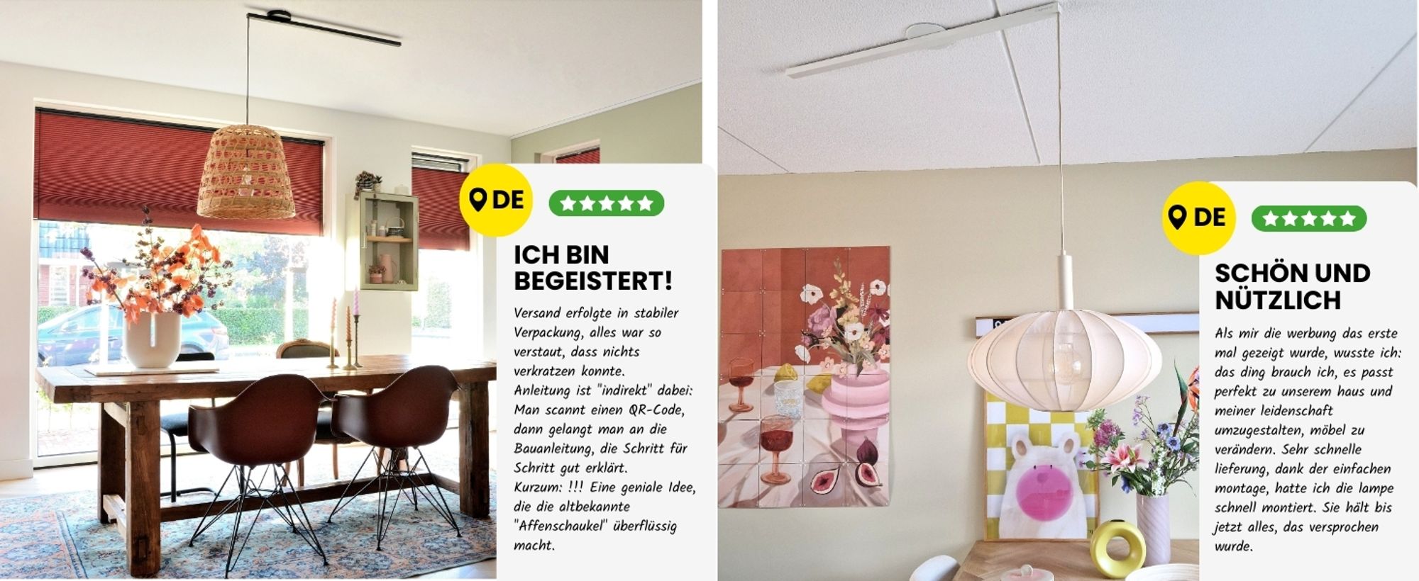 Lightswing® Single Mattweiß 110 cm - Für eine Hängelampe - Pendelleuchten Aufhängungsystem