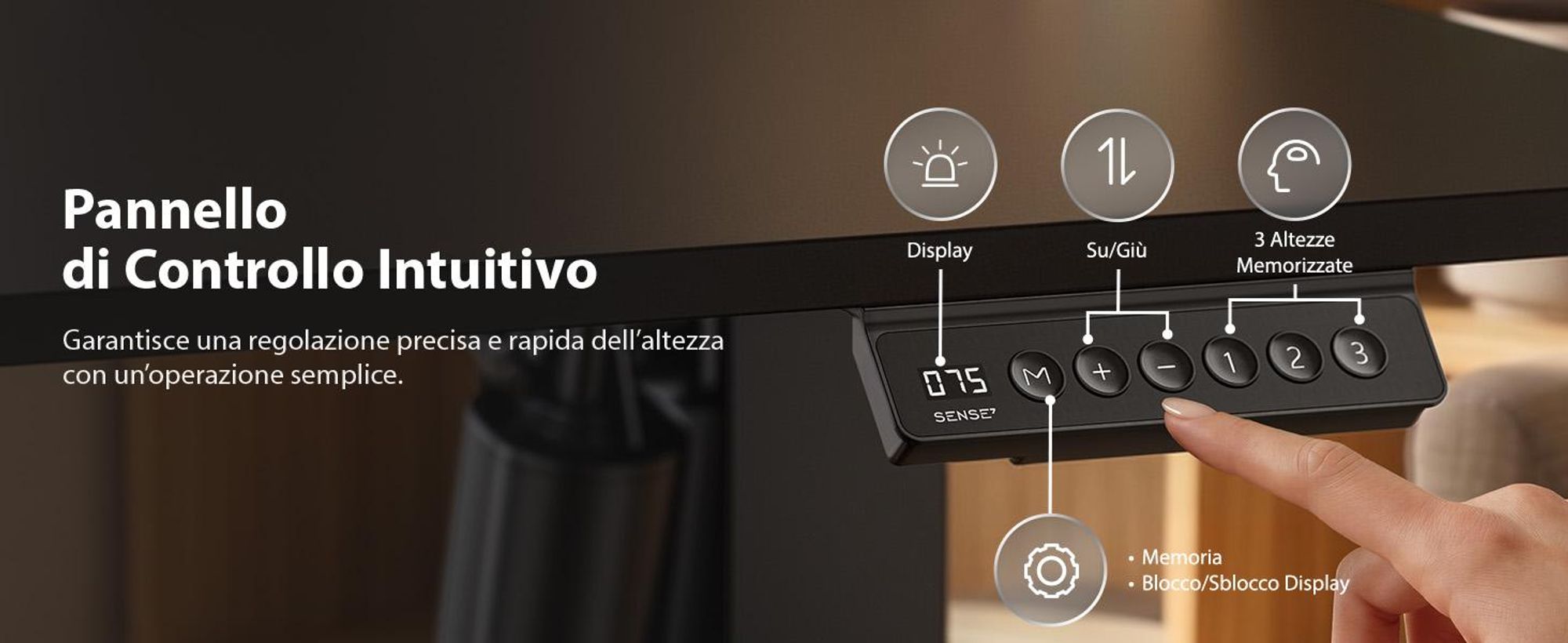 SENSE7 NOJO Scrivania angolare regolabile in altezza, modello Light Corner, con sistema elettrico, dimensioni 160x140, forma a L, scrivania regolabile in altezza, doppio motore, struttura con memoria, colore nero