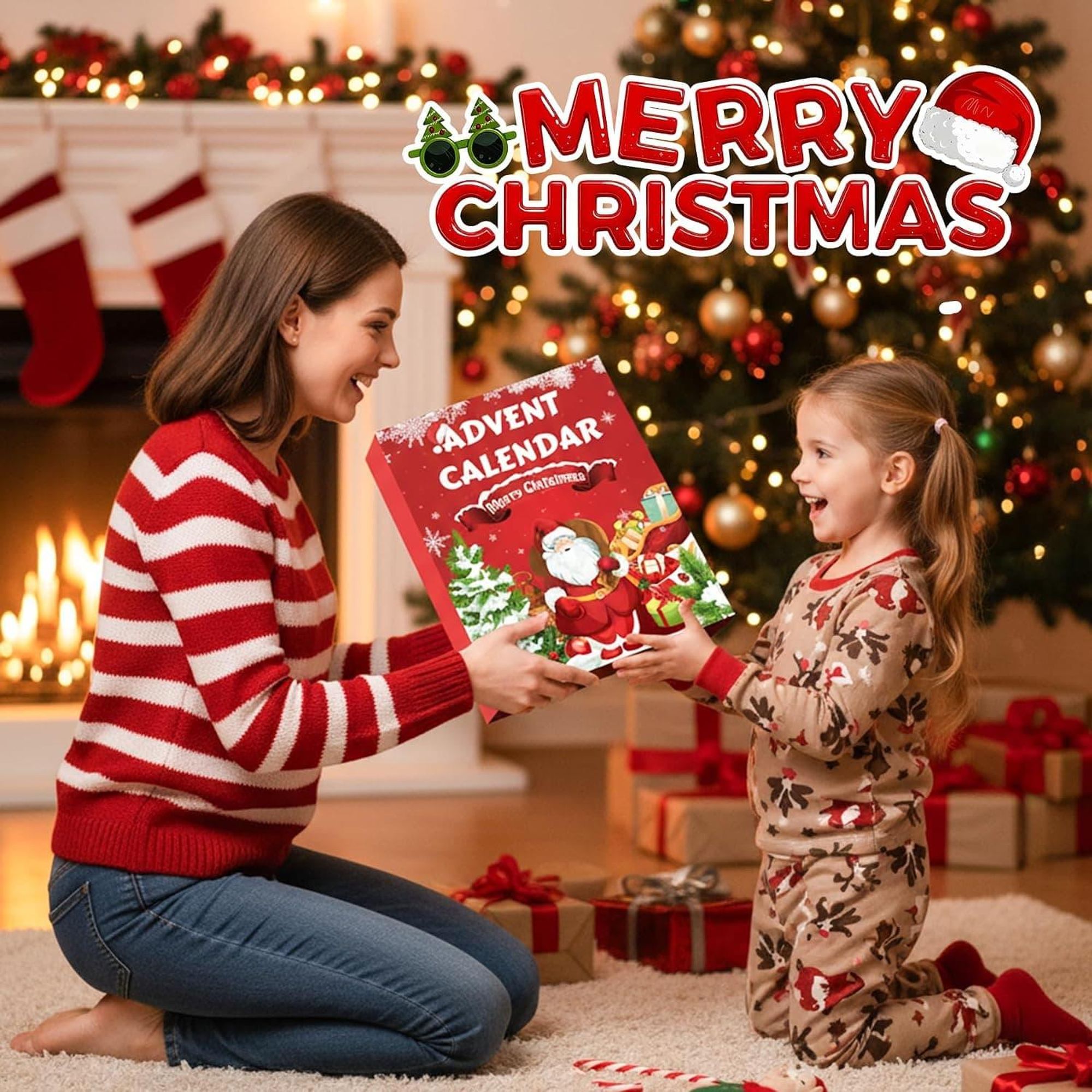 Weihnachten Adventskalender Quetschspielzeug-Kalender(F)24 Tage Weihnachten Countdown-Kalender,Überraschungs Fidget Spielzeug Geschenke für Kinder